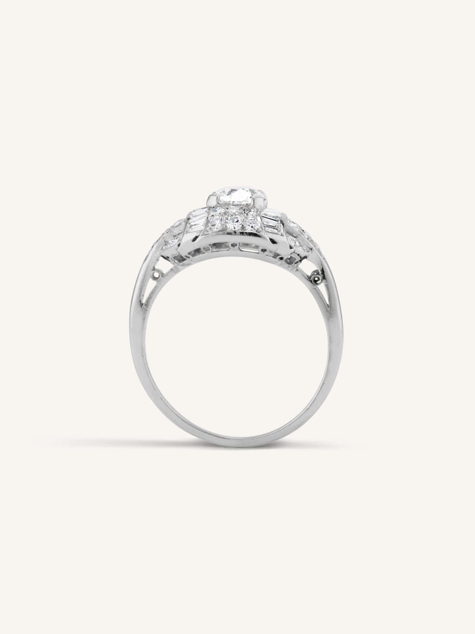 Art Deco Old Mine Cut Diamond Domed Antique Engagement Ring - Image 6