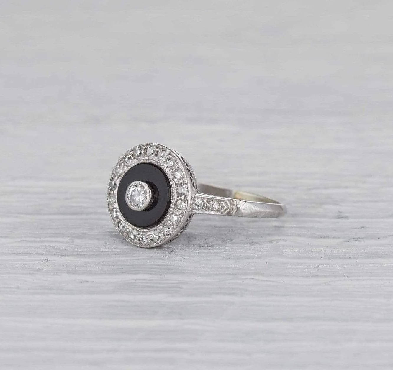 Art Deco Onyx Bullseye Ring
