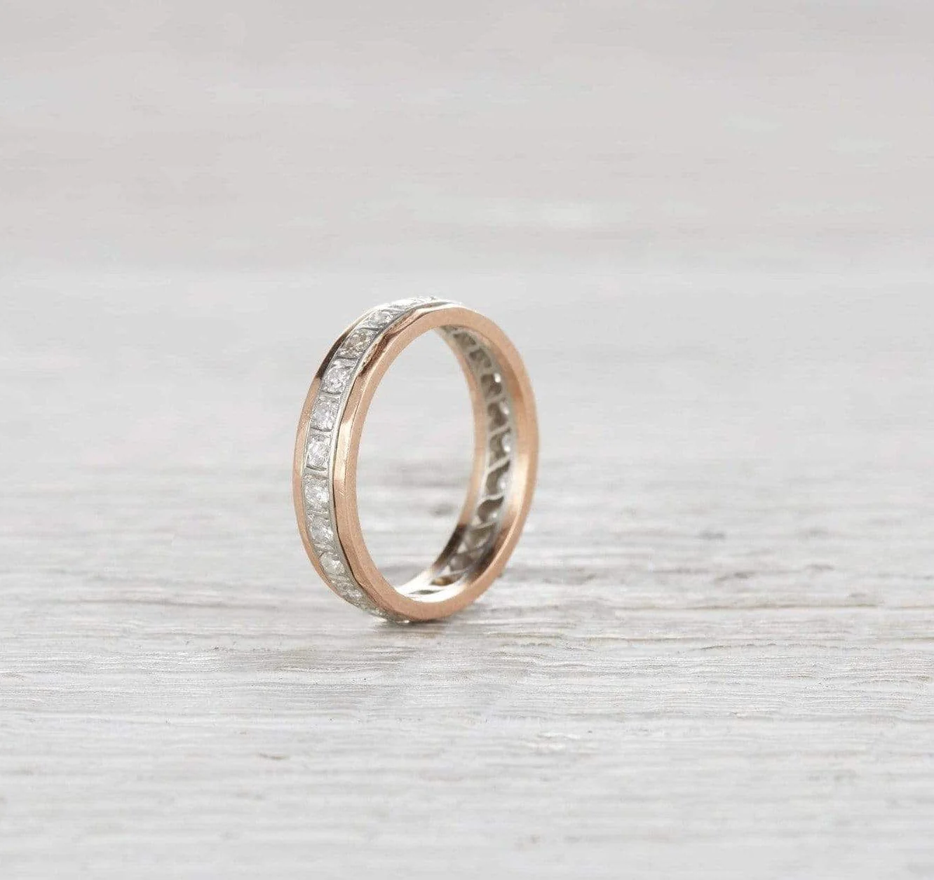 Art Deco Platinum and Rose Gold Eternity Band