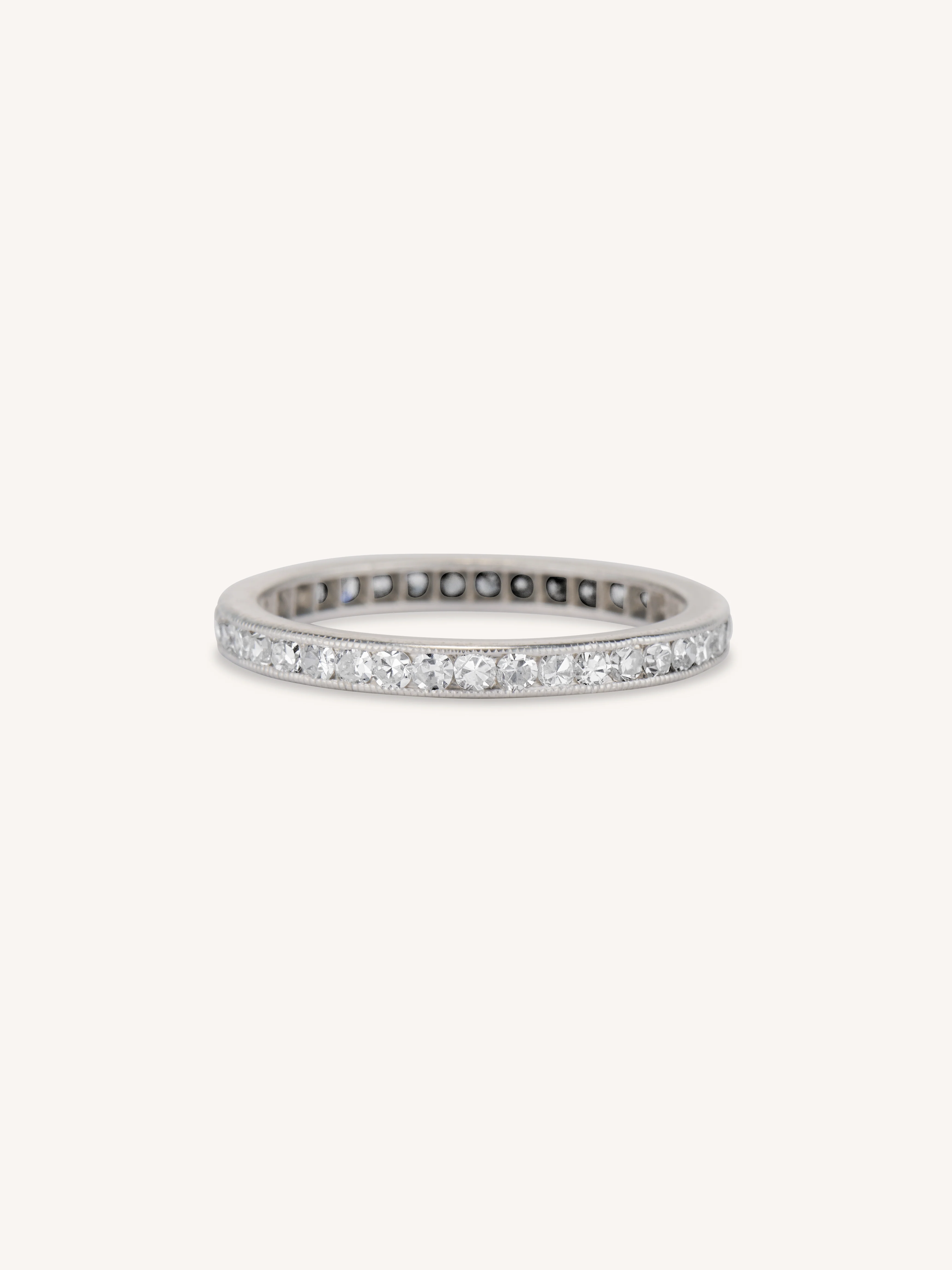 Vintage Art Deco Diamond Eternity Wedding Band - Size 4