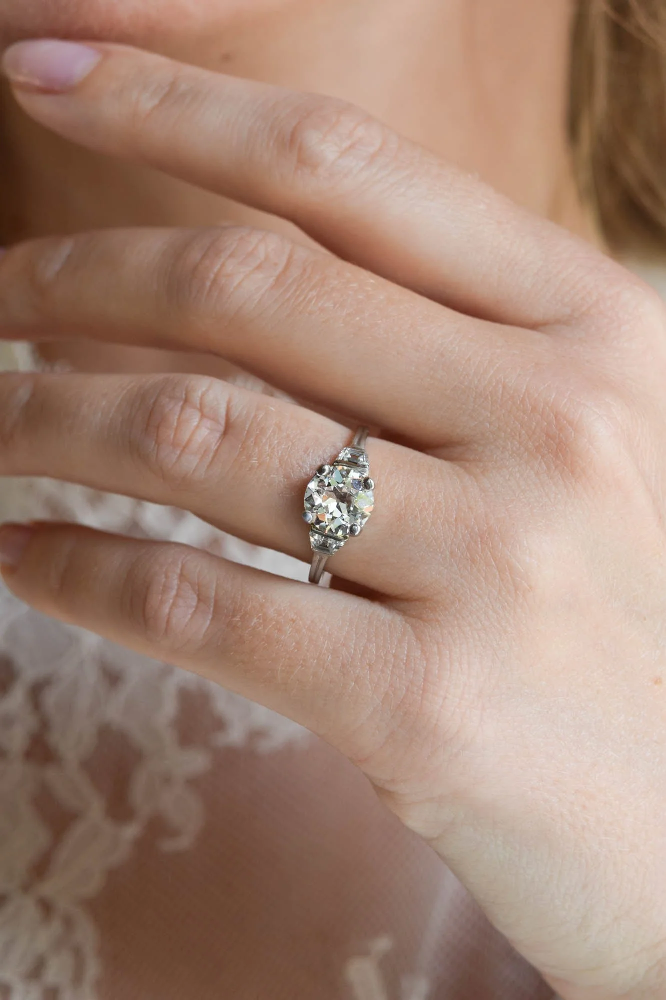 Art Deco Tiffany & Co. 1.94 Carat Old European Cut Diamond Vintage Engagement Ring - Image 2