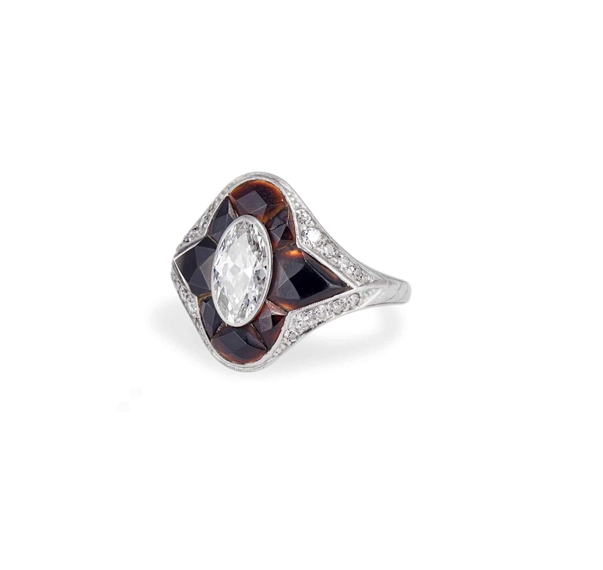 Tiffany & Co Oval Cut Diamond & Black Onyx Ring
