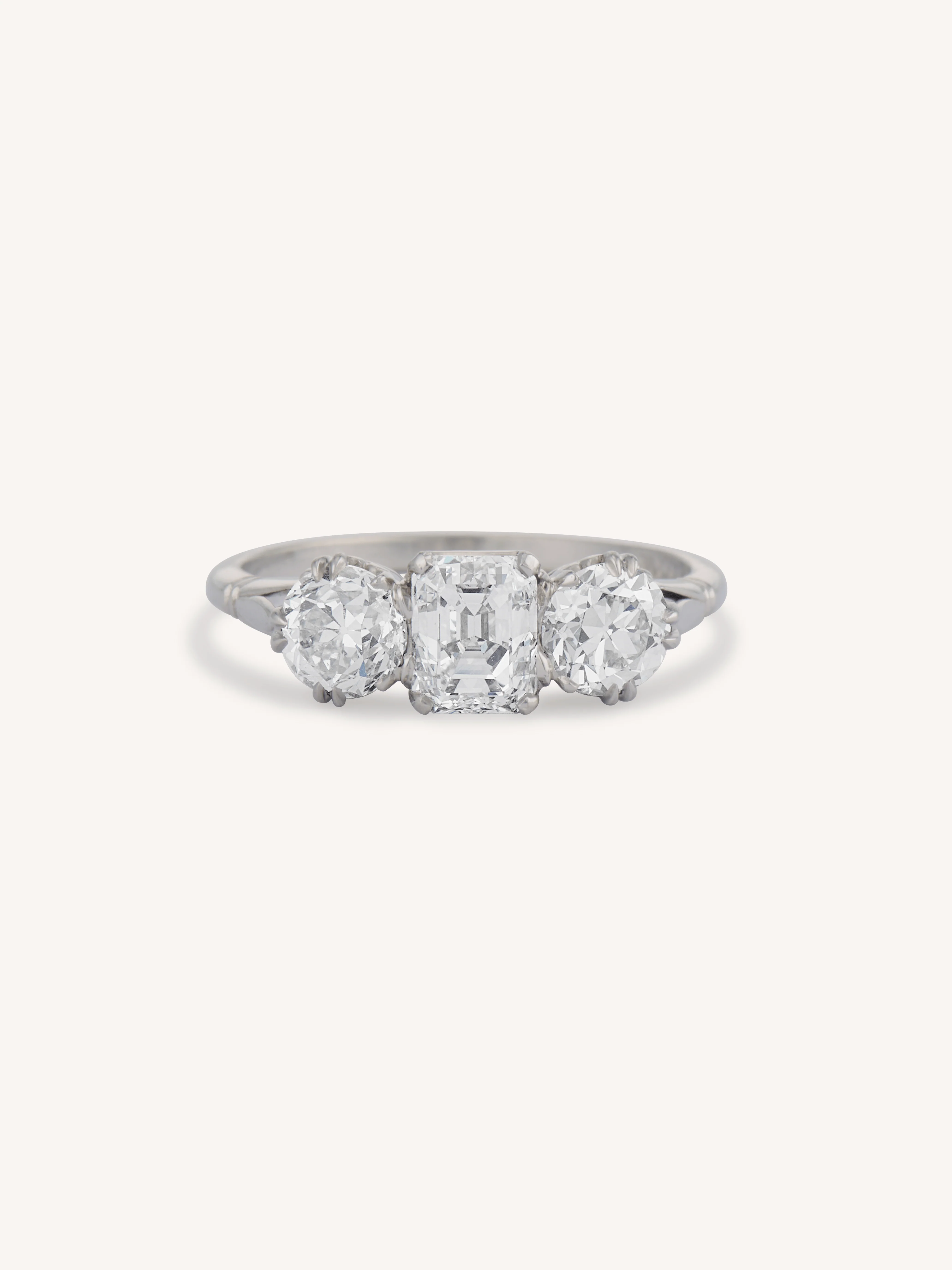 Art Deco Tiffany & Co. Three Stone Platinum Engagement Ring