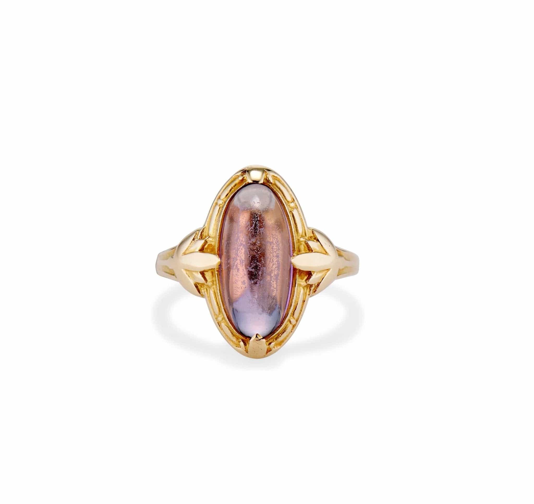 Art Nouveau Amethyst and Gold Ring
