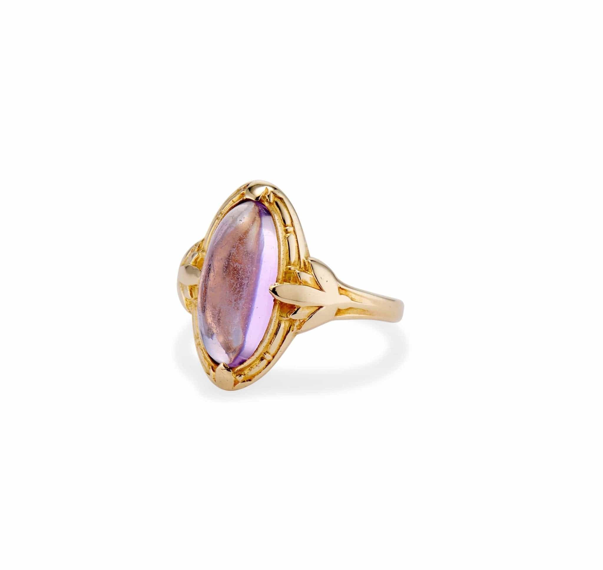 Art Nouveau Amethyst and Gold Ring - Image 2