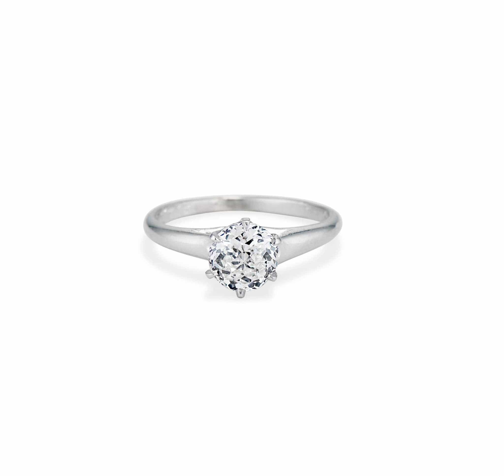 Bailey Banks & Biddle Edwardian 1.14 Carat Jubilee Cut Diamond and Platinum Engagement Ring, America