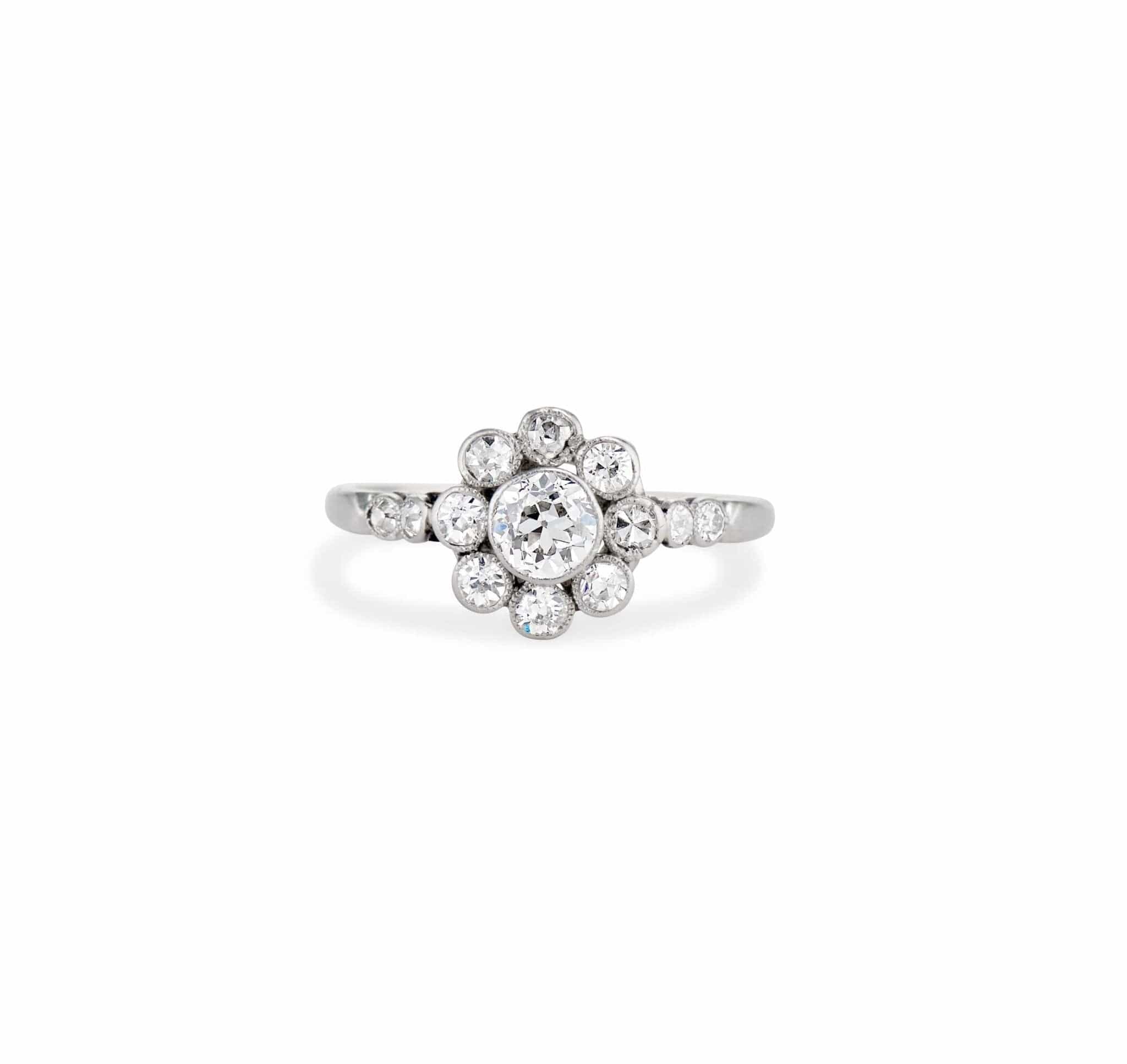 Belle Époque .40 Carat Old European Cluster Diamond Engagement Ring, France