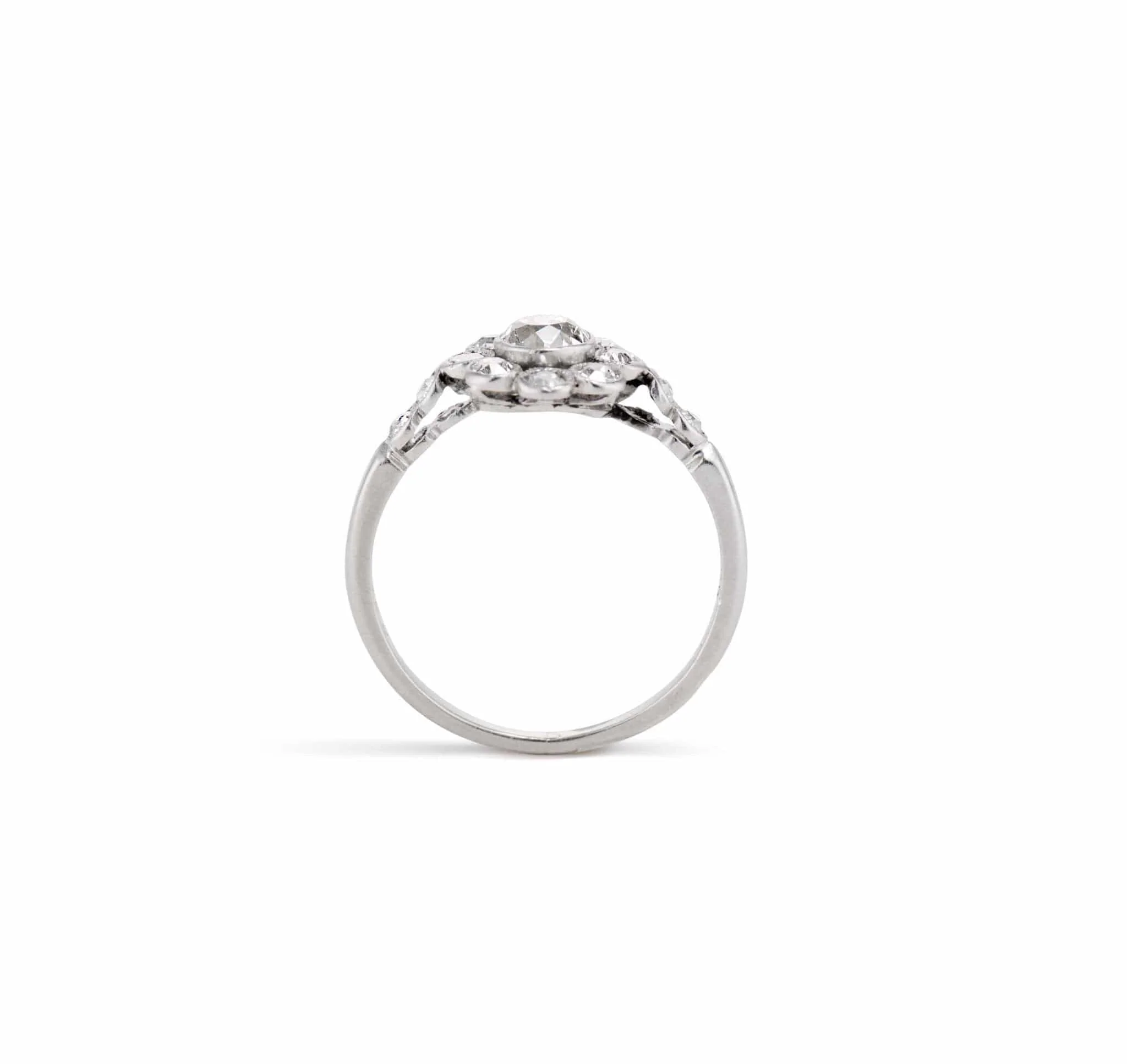 Belle Époque .40 Carat Old European Cluster Diamond Engagement Ring, France - Image 4