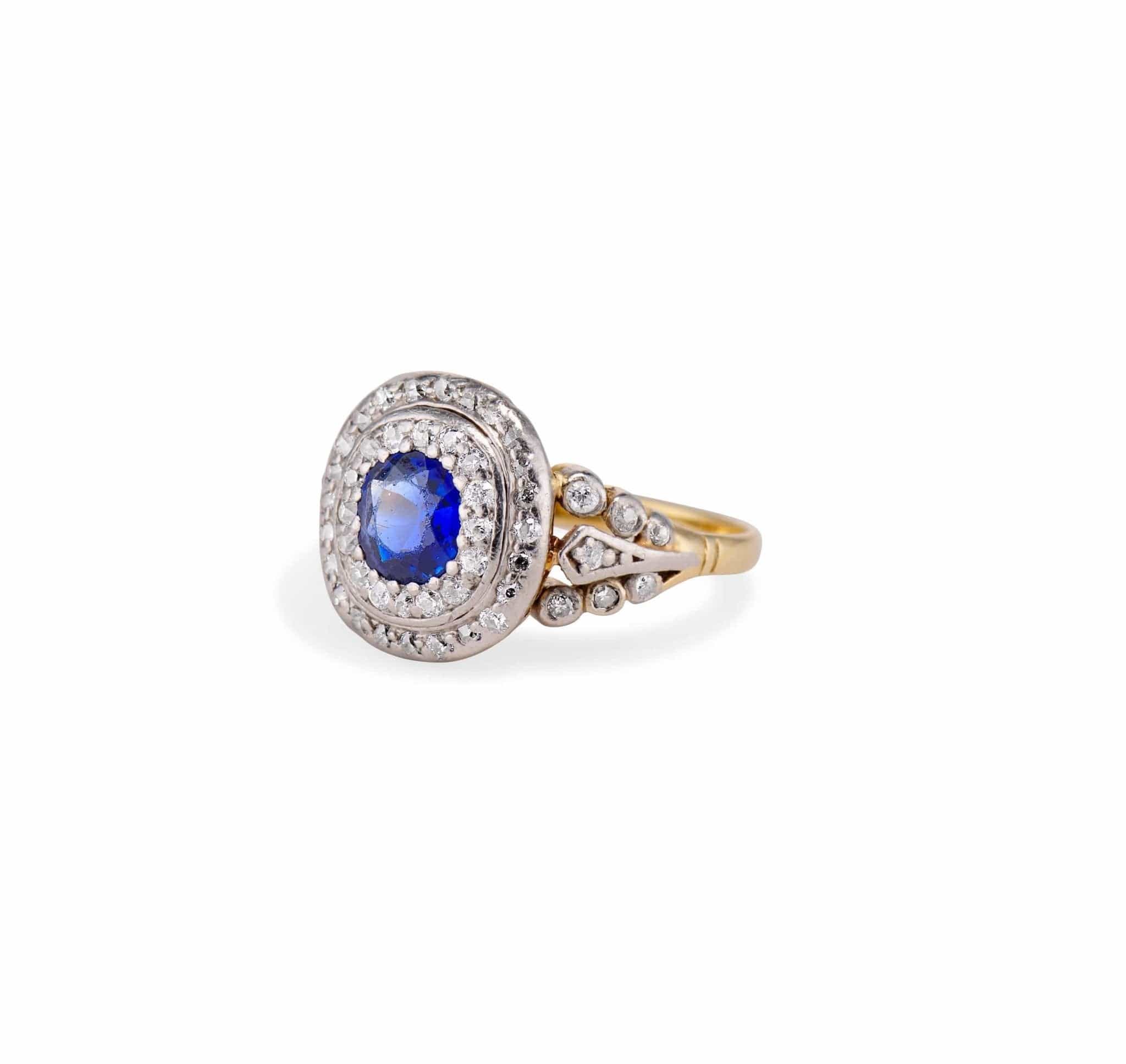 Belle Epoque .60 Carat Unheated Sapphire and Diamond Ring - Image 2