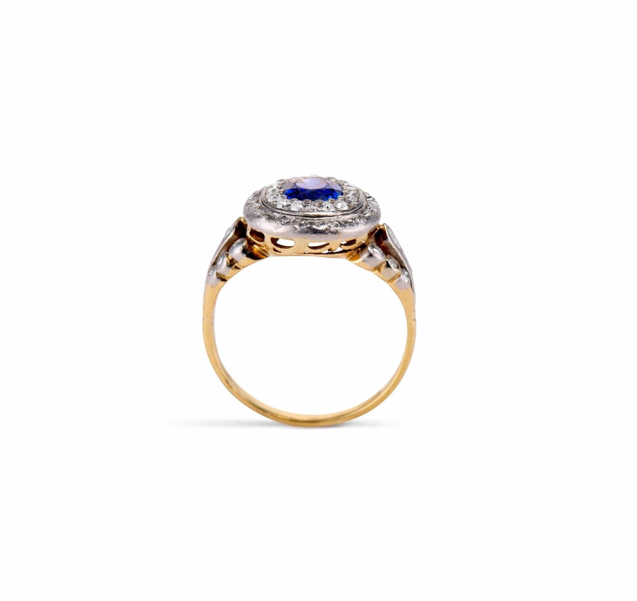 Belle Epoque .60 Carat Unheated Sapphire and Diamond Ring - Image 4