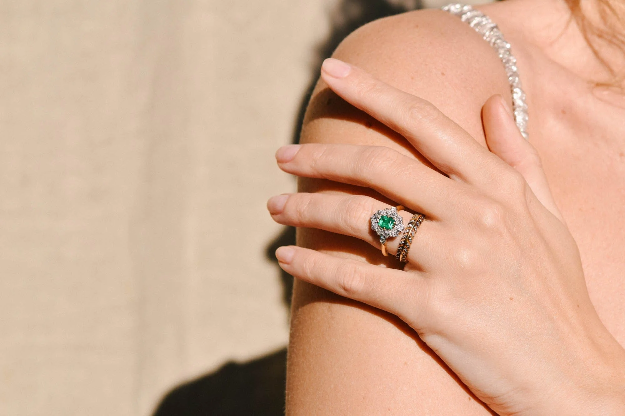 Belle Époque .70 Emerald and Diamond Cluster Engagement Ring, France - Image 5