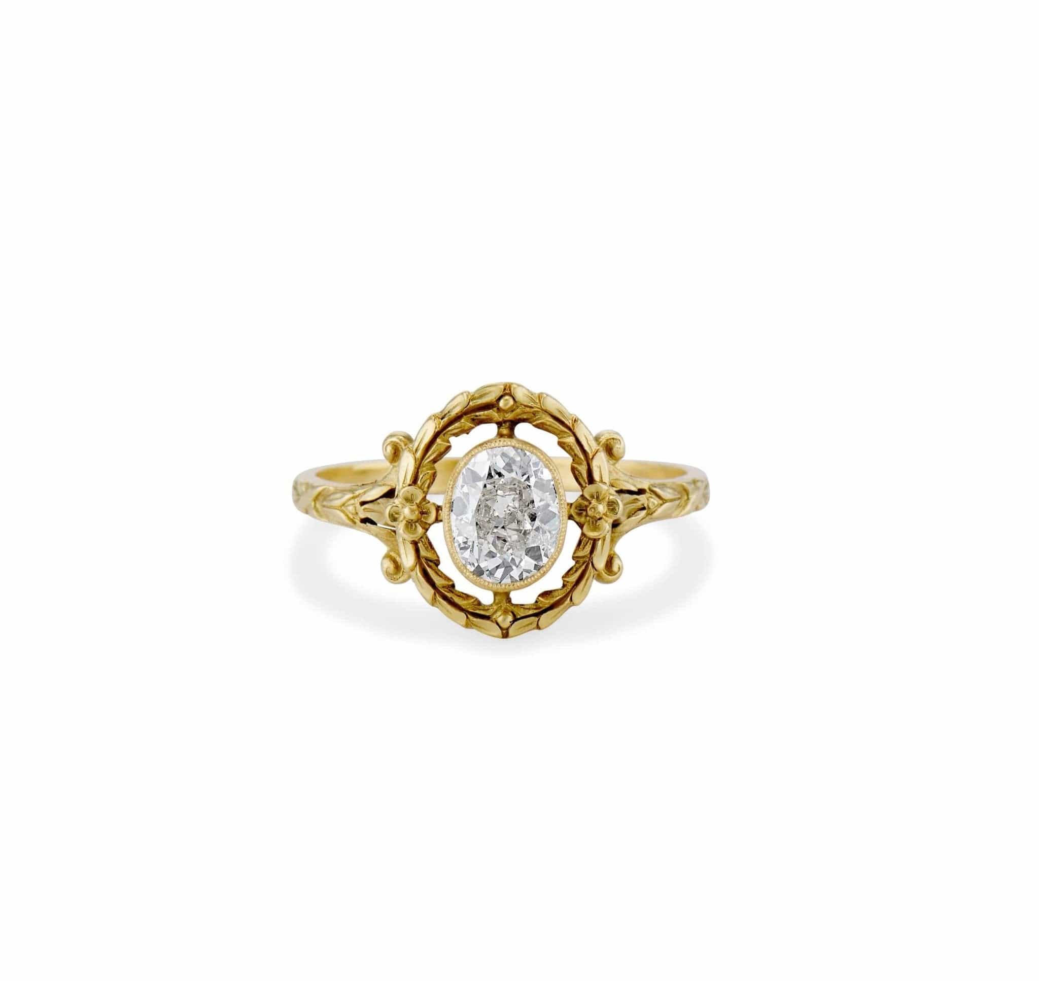 Belle Époque .83 Carat Oval-Cut Diamond Engagement Ring, France