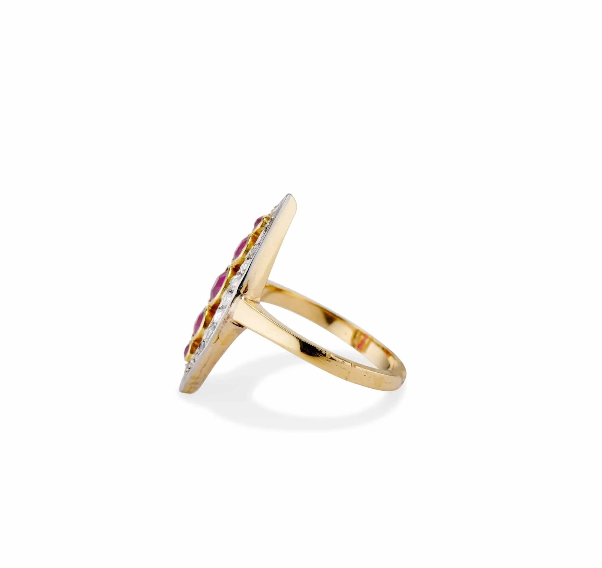 Belle Époque Ruby and Diamond Navette Ring, France - Image 4