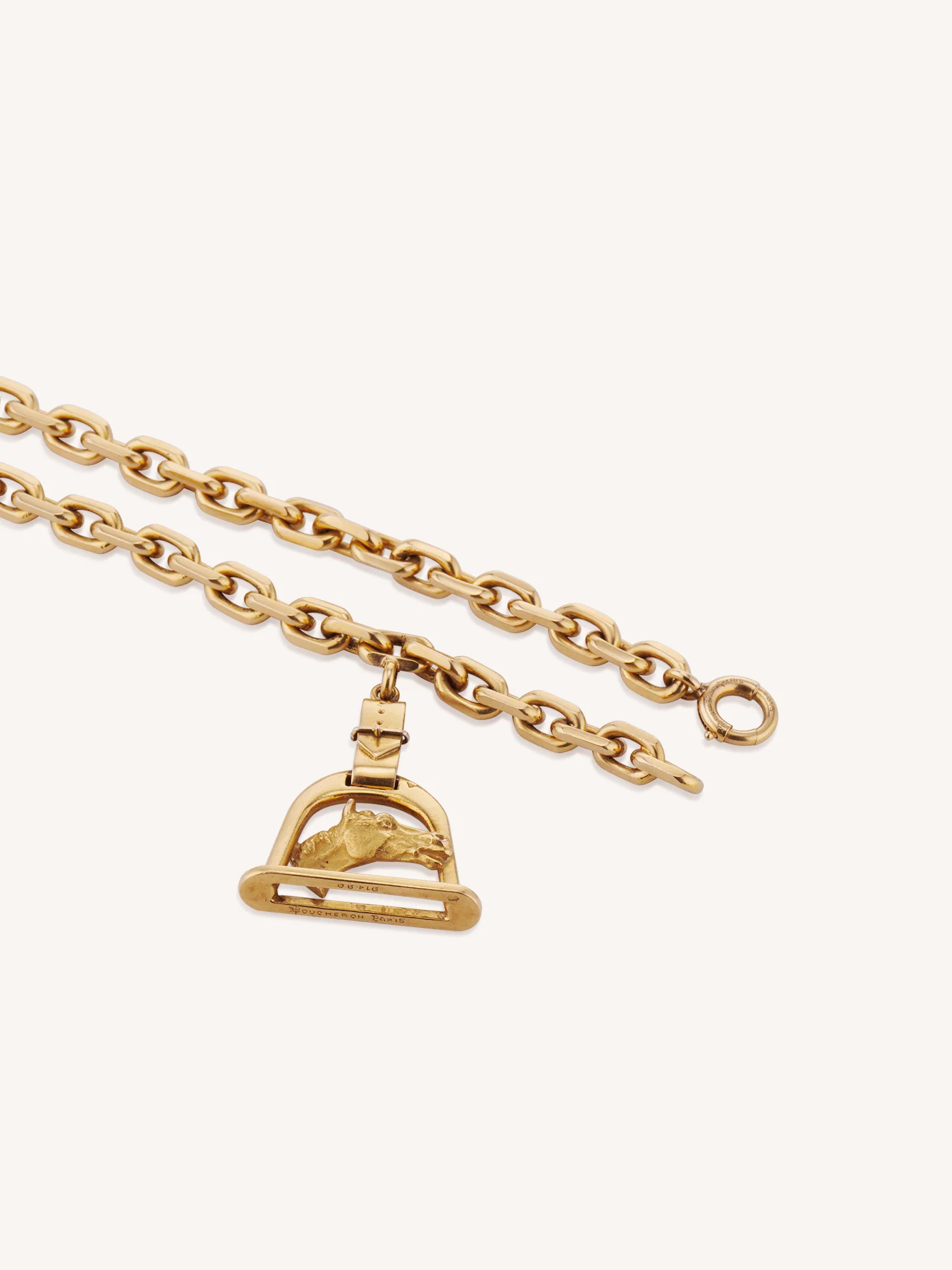 Boucheron Paris 1970s Equestrian Charm Link Vintage Bracelet with Horse Stirrup Charm, France - Image 4