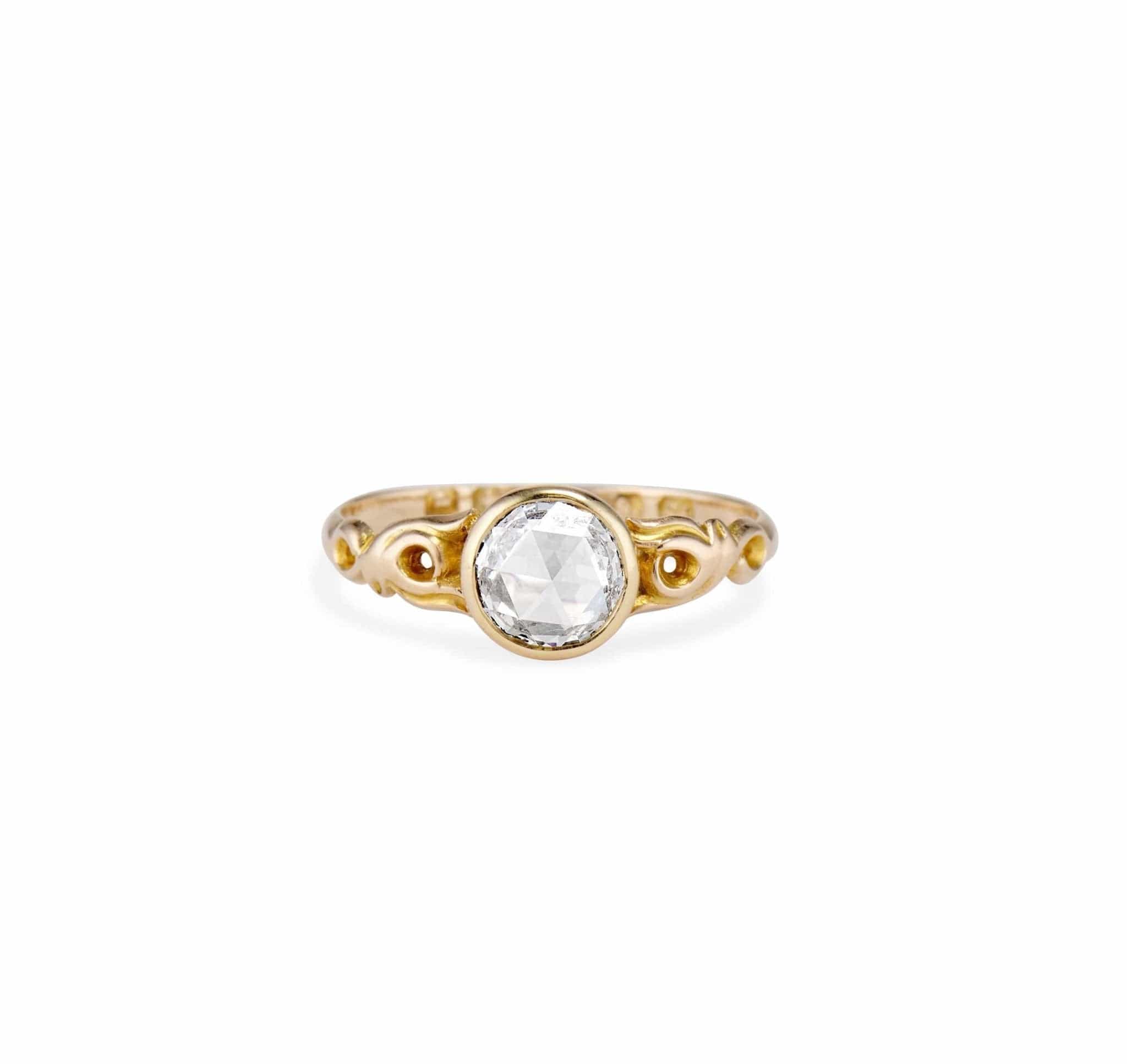 Victorian British .90 Carat Rose Cut Diamond Engagement Ring