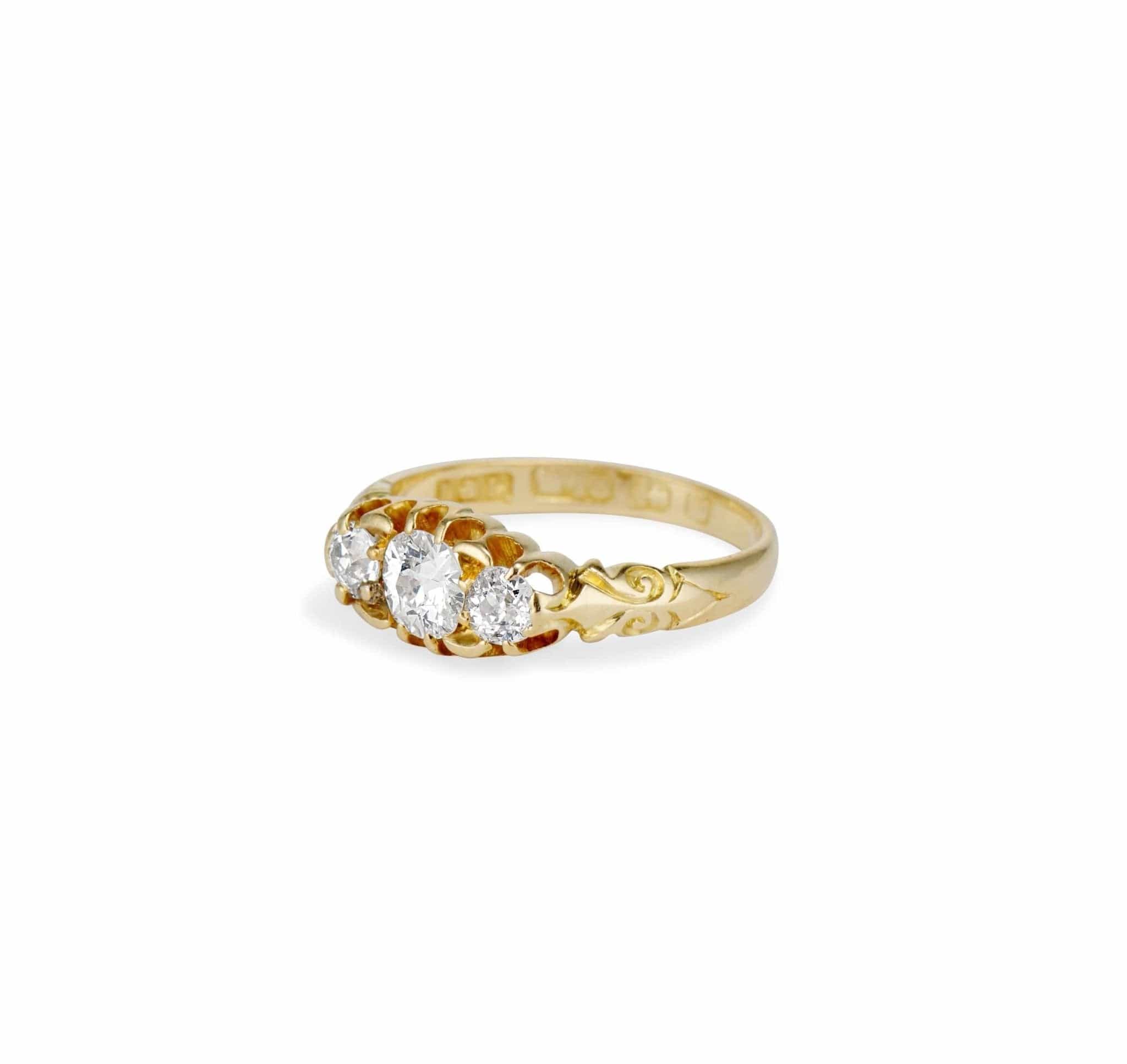 British Victorian Three Stone Diamond Engagement Ring