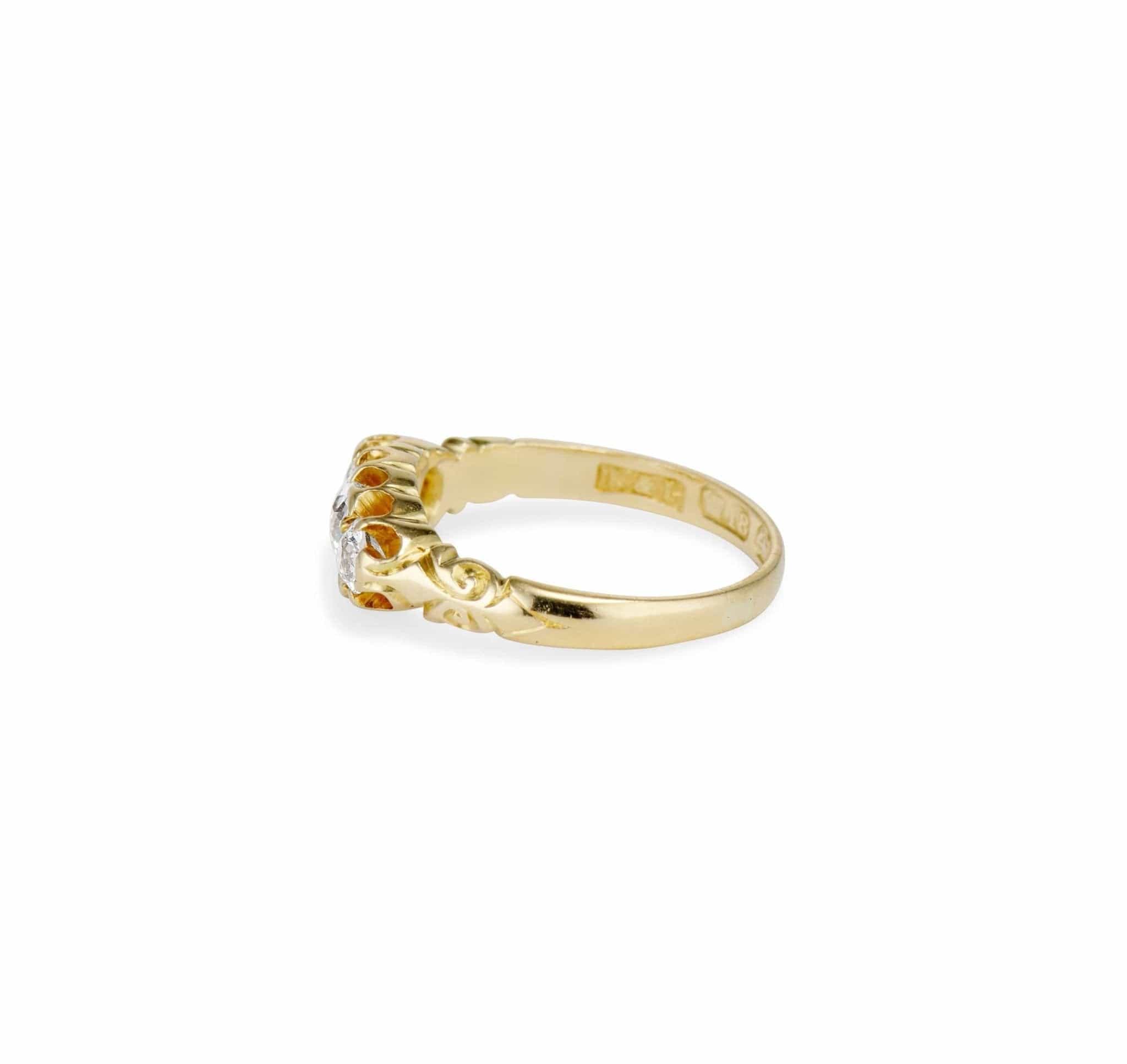 British Victorian Three Stone Diamond Engagement Ring - Image 5