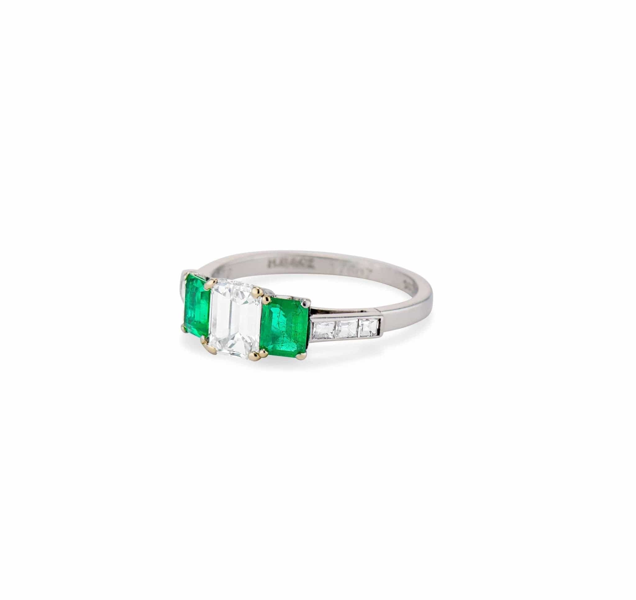 Cartier 1970's Emerald and Diamond Three-Stone Ring, England - Image 2