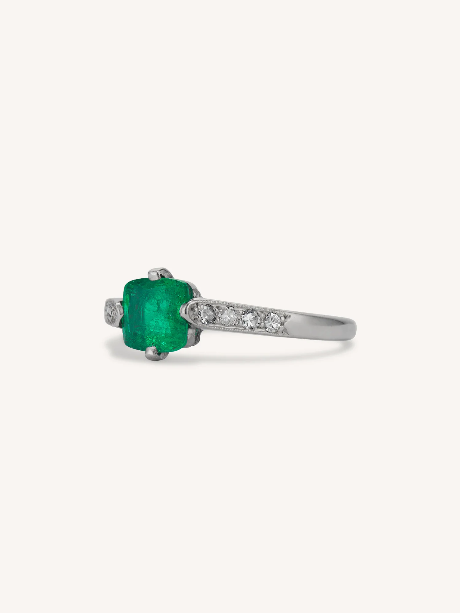 Cartier Art Deco Emerald Cut Emerald Vintage Engagement Ring - Image 4