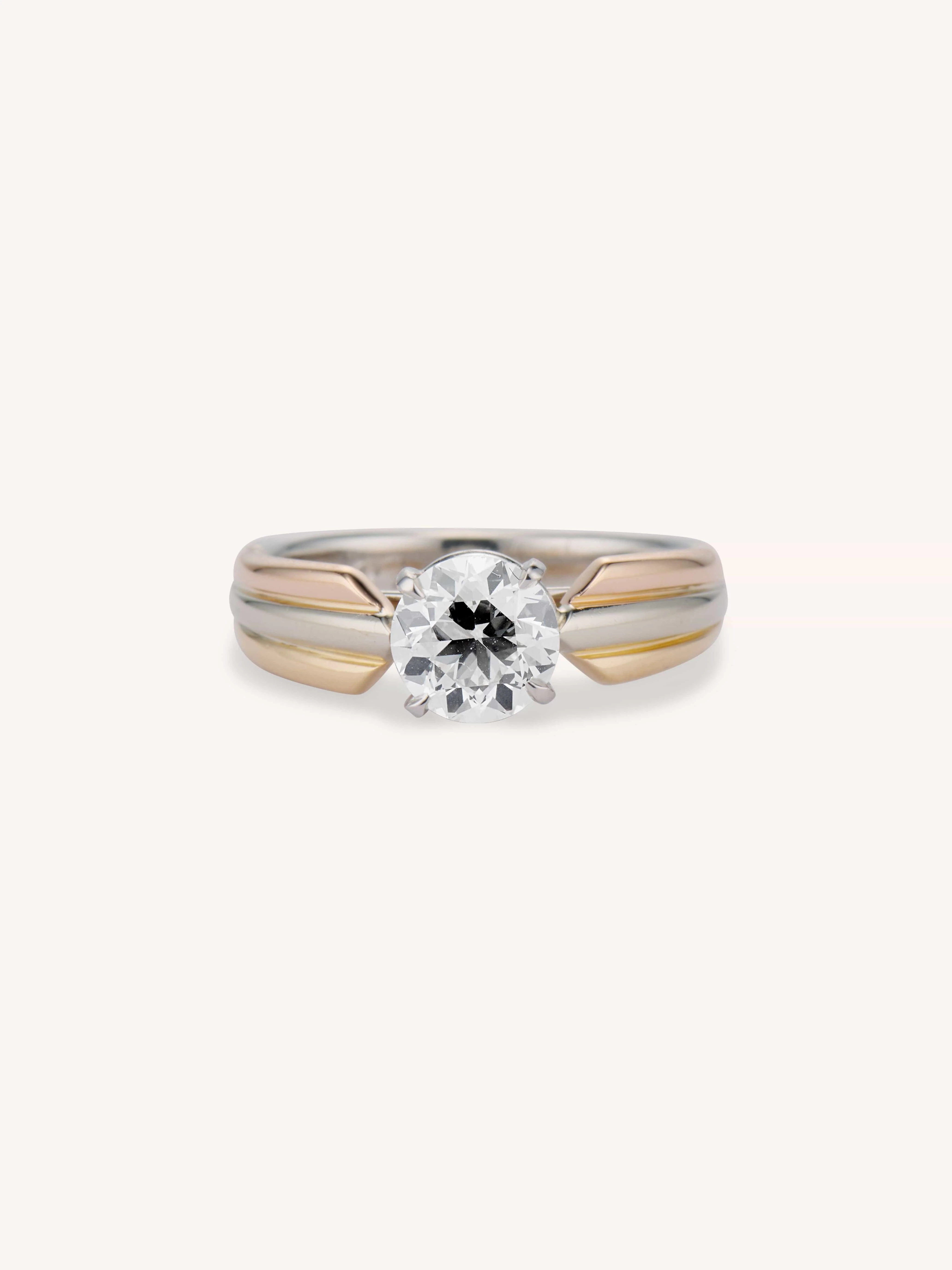 Cartier Mid-Century 1.08 Carat Round Brilliant Cut Diamond Vintage Engagement Ring