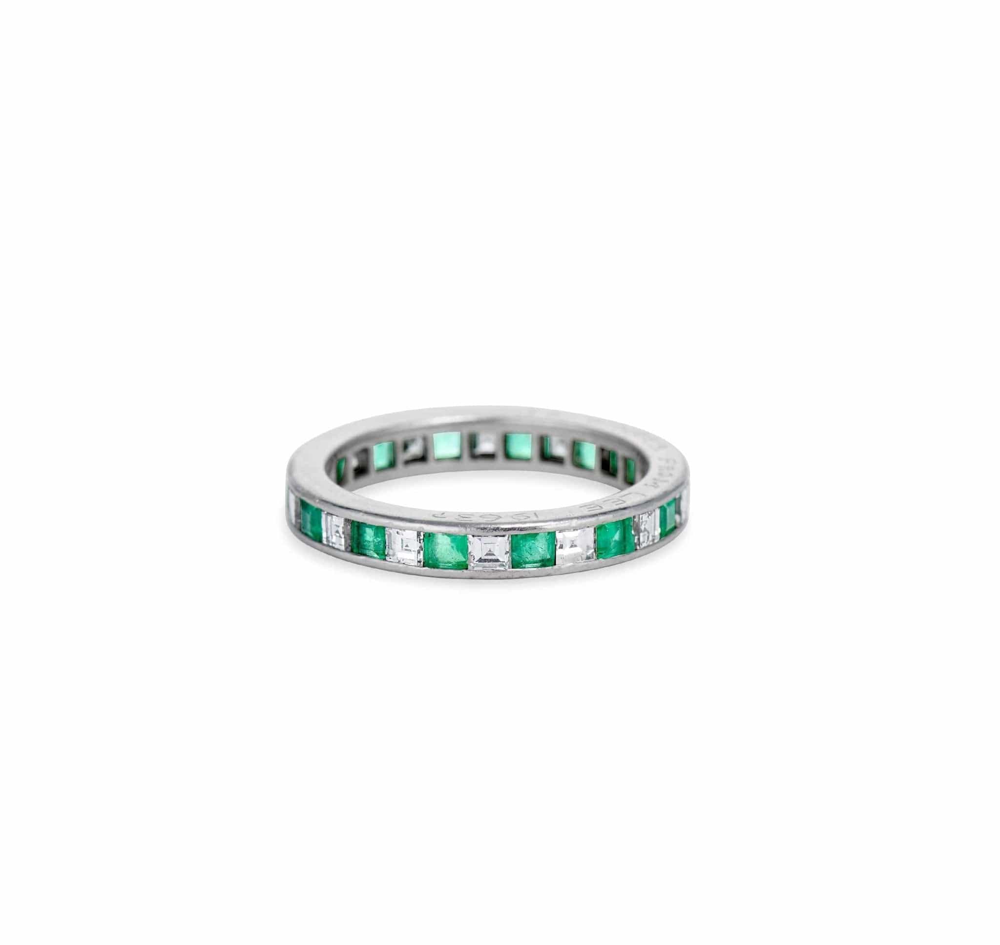 Cartier Mid Century Emerald & Diamond Platinum Eternity Band - Image 2