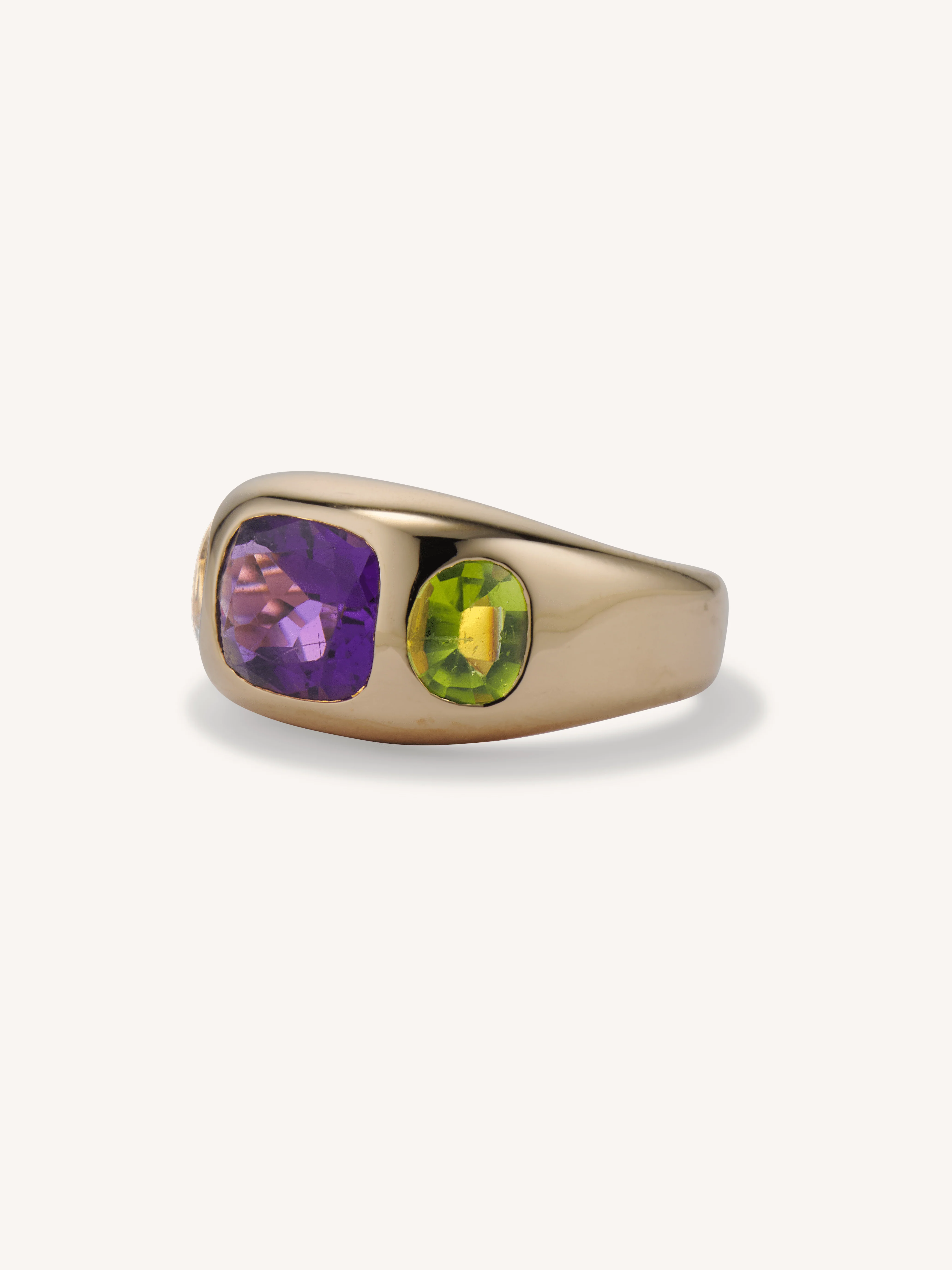 Chanel Amethyst Flush Set Multi-Gem Three Stone Vintage Ring - Image 3