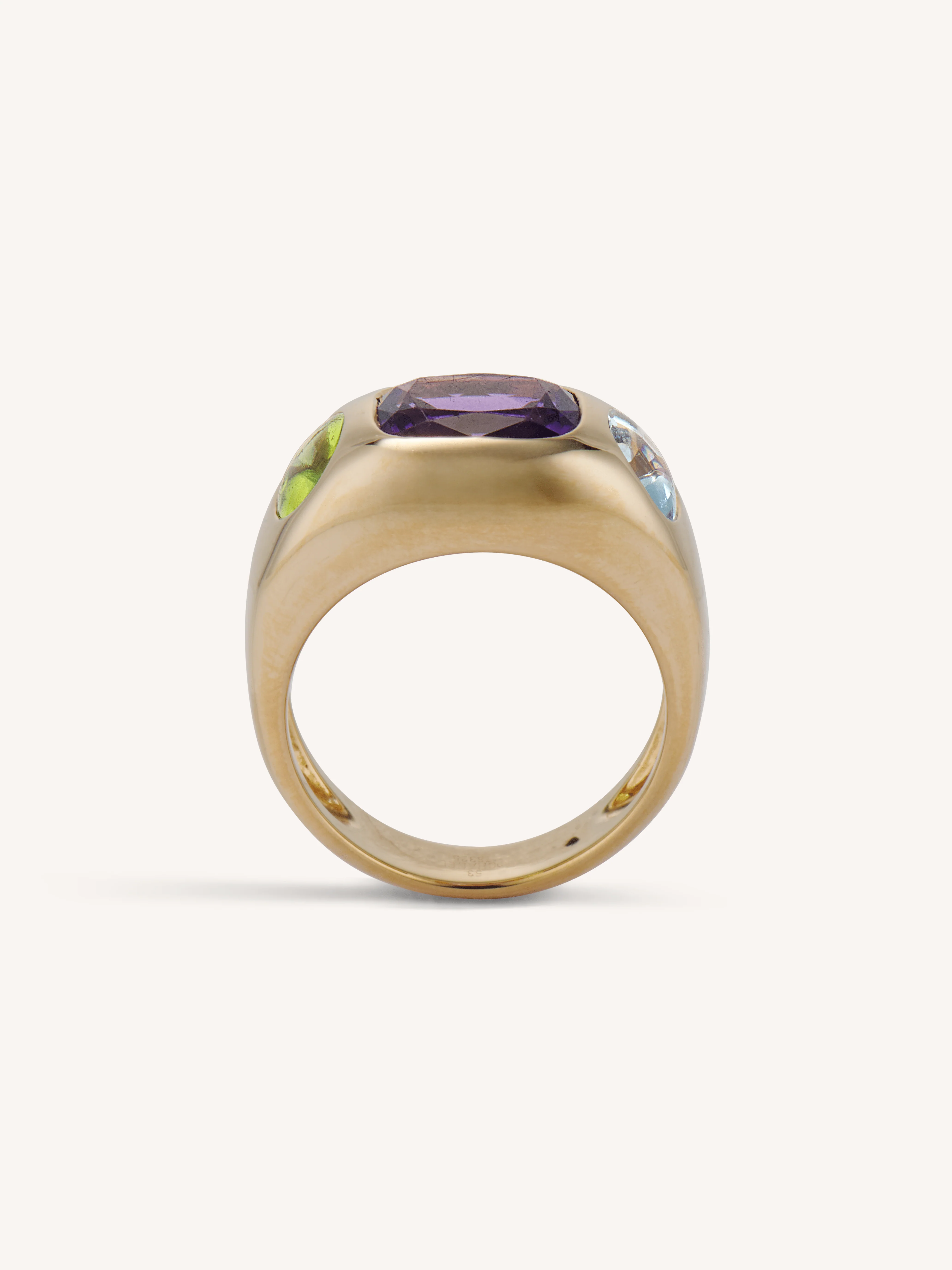 Chanel Amethyst Flush Set Multi-Gem Three Stone Vintage Ring - Image 5