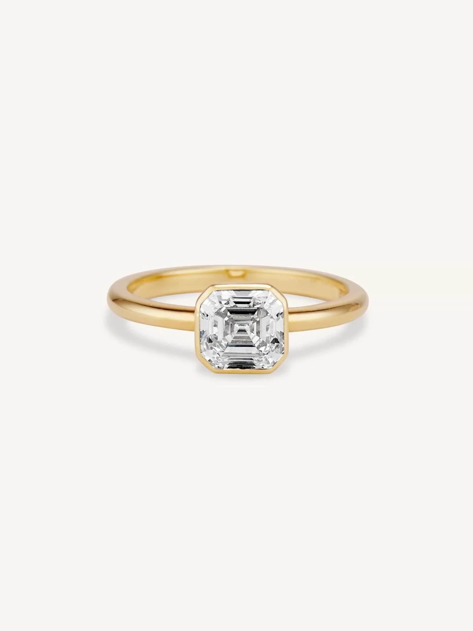 Classic Asscher Cut Diamond Bezel Solitaire Engagement Ring 1.20