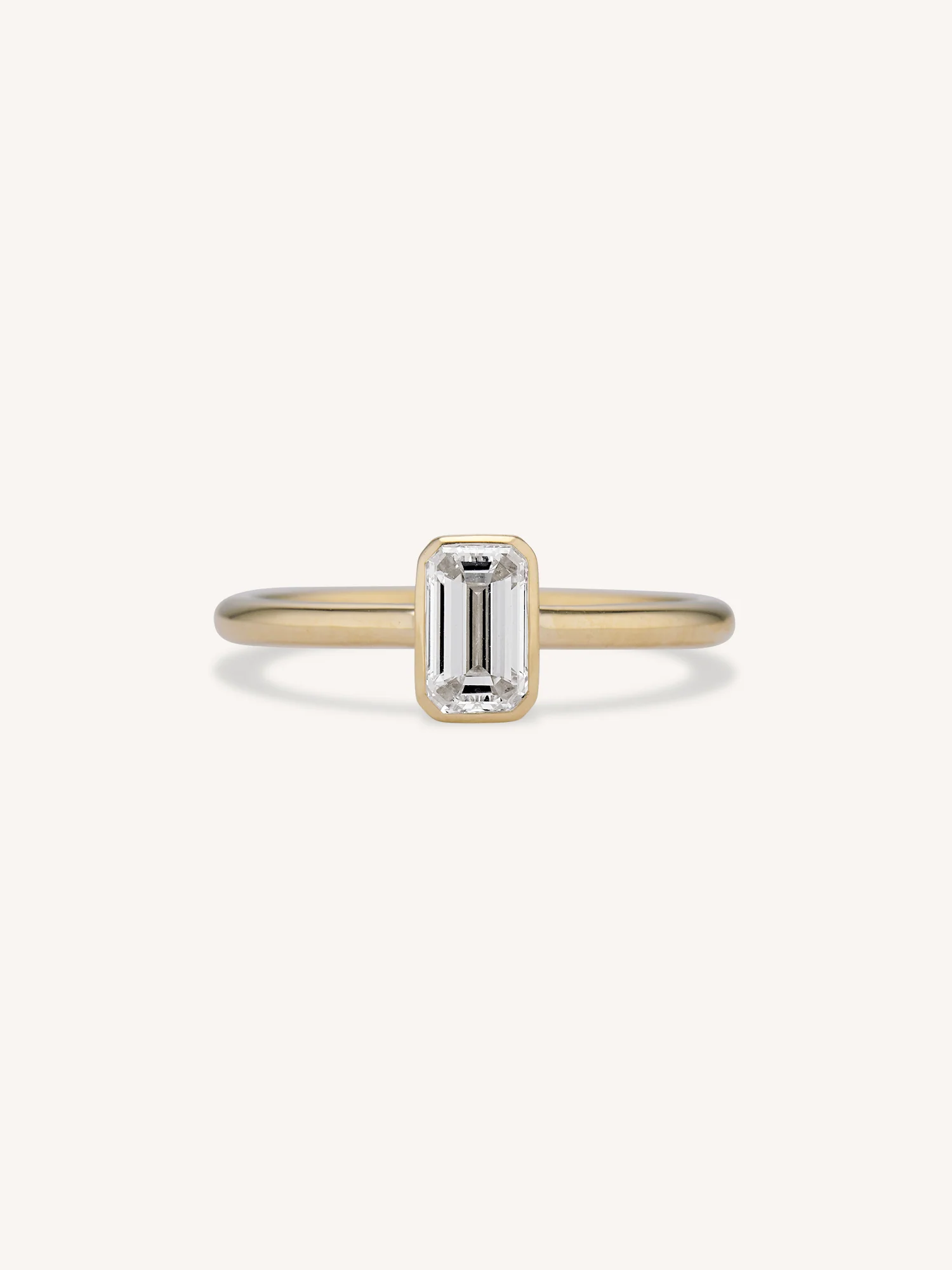 Classic Emerald Cut Diamond Bezel Solitaire Engagement Ring .78