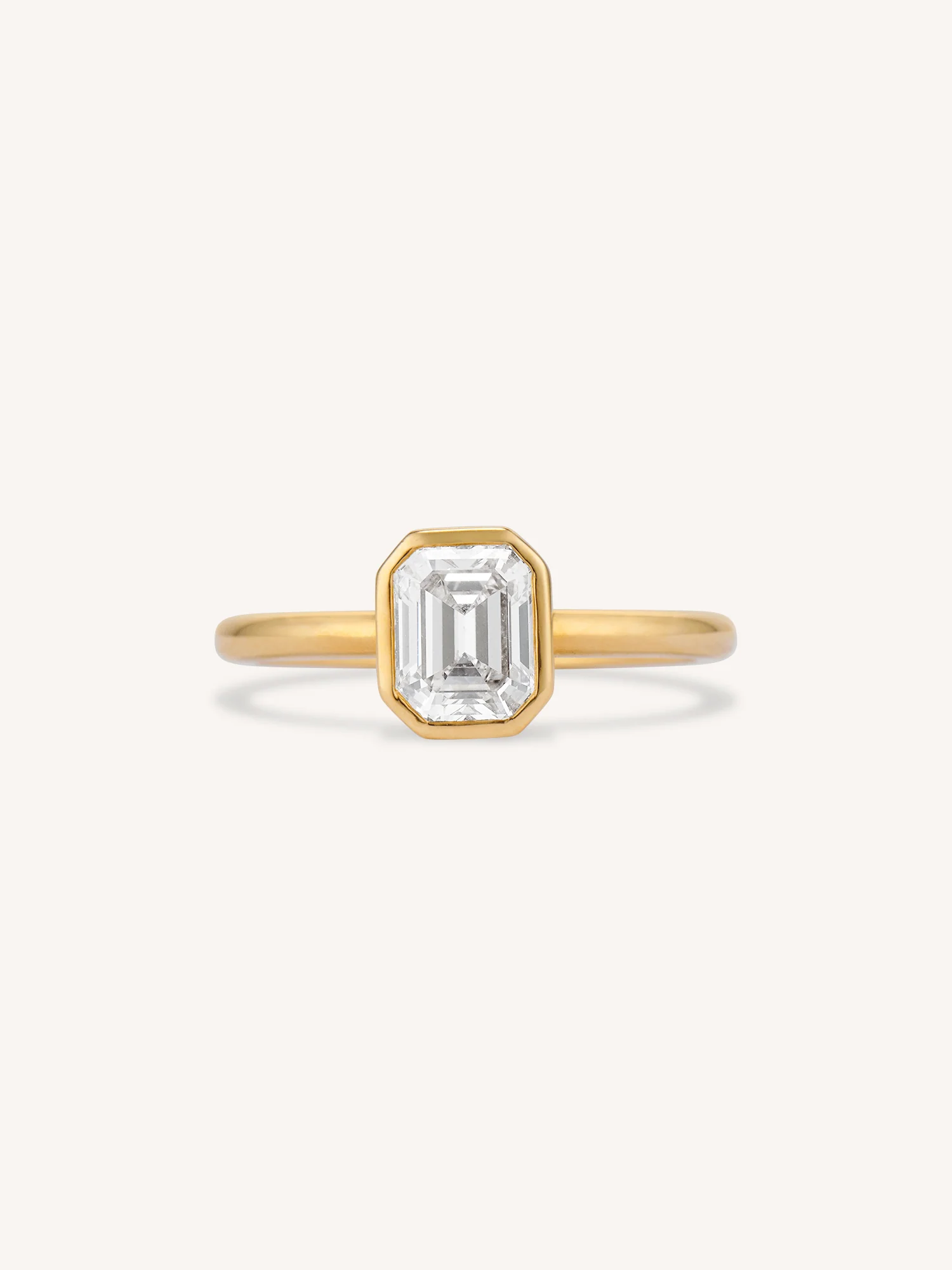 Classic Emerald Cut Diamond Bezel Solitaire Engagement Ring 1.17