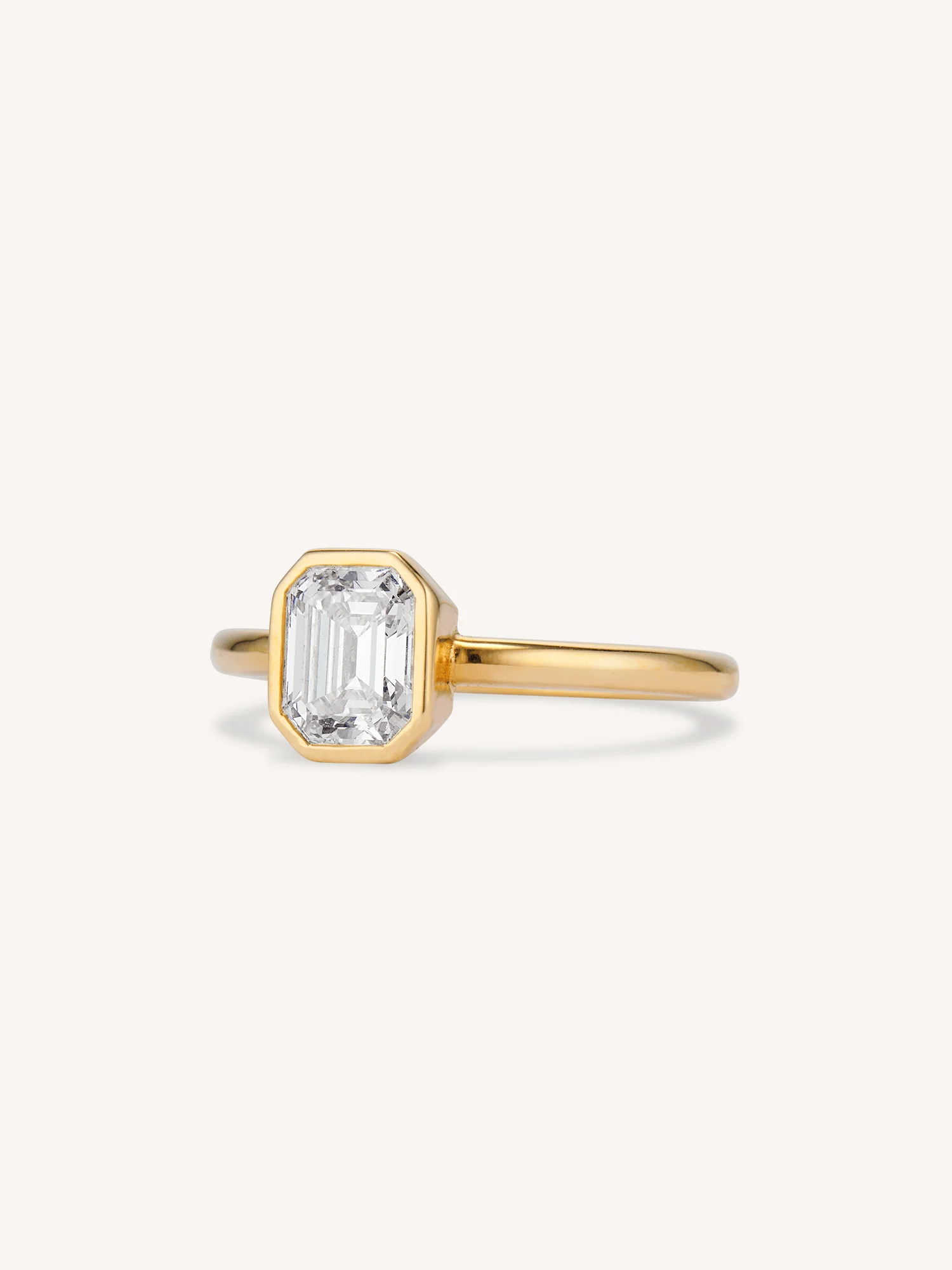 Classic Emerald Cut Diamond Bezel Solitaire Engagement Ring 1.17 - Image 4