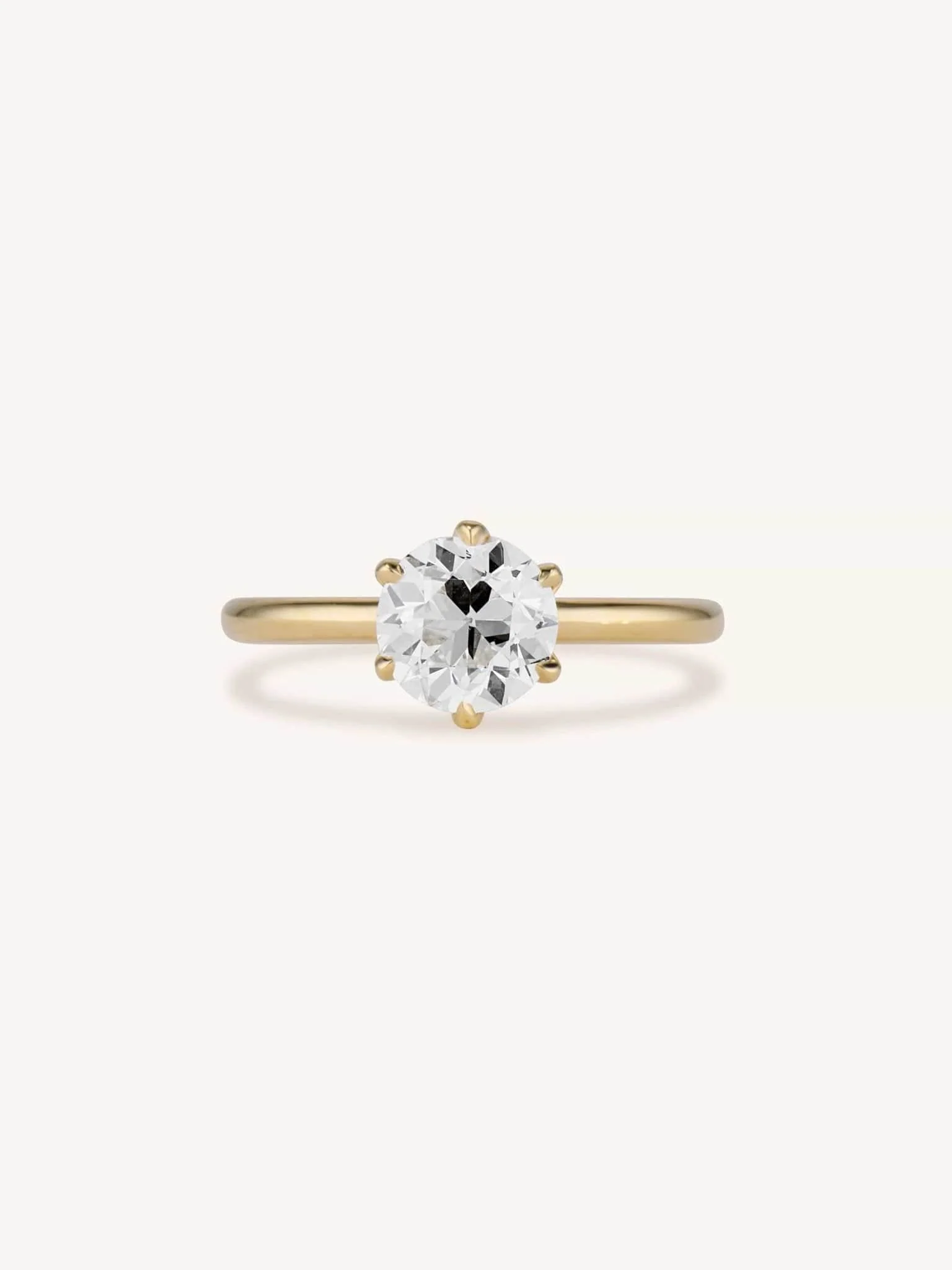 Classic Old European Cut Diamond Six Prong Solitaire Engagement Ring 1.28