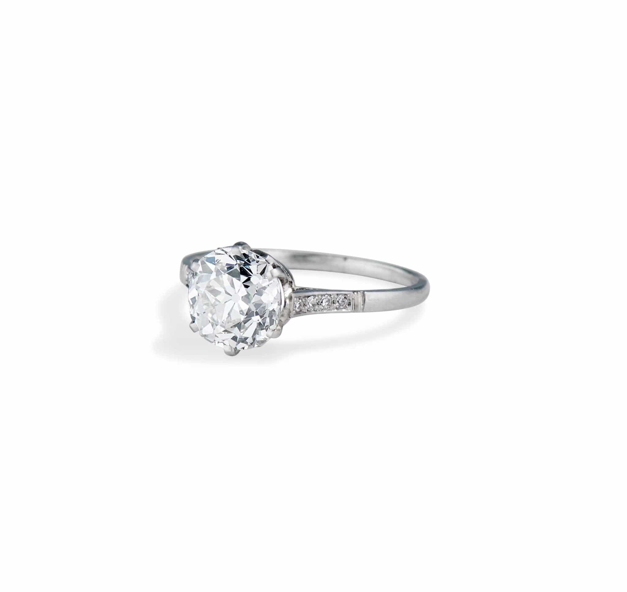 Edwardian 2.27 Carat Cushion Cut Diamond Engagement Ring - Image 2