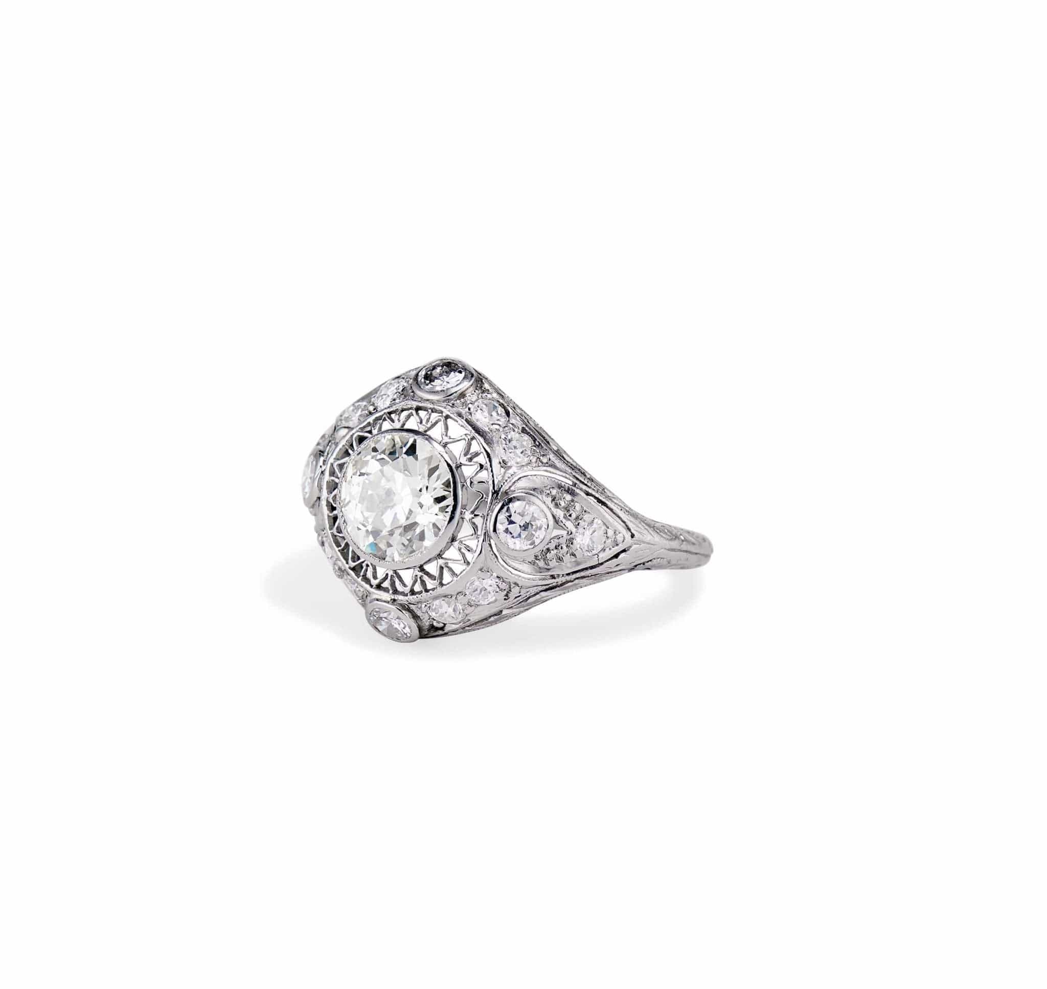 Edwardian 1.05 Carat Old European Diamond Dome Engagement Ring - Image 2