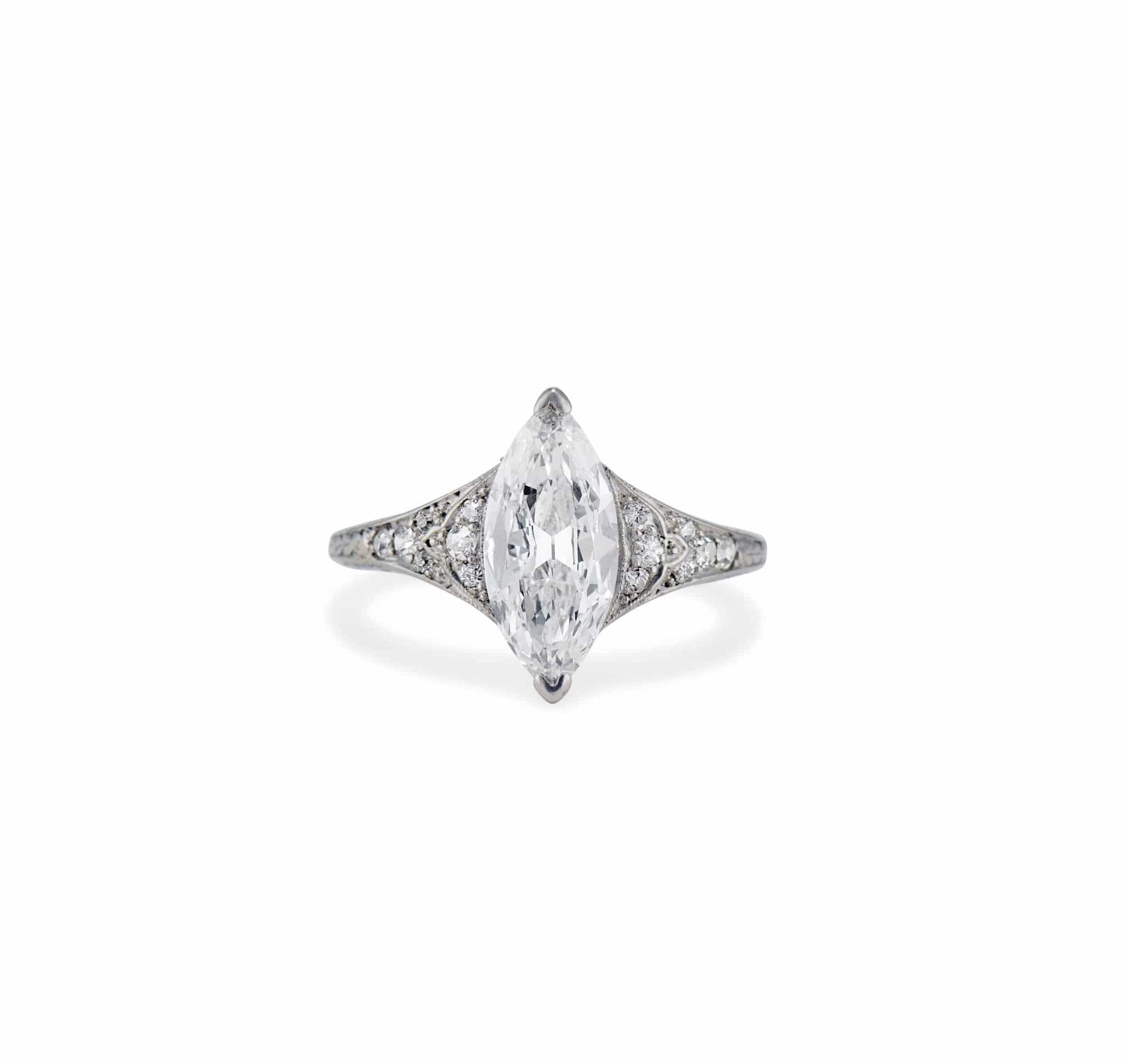 Edwardian 1.00 Marquise Diamond Engagement Ring