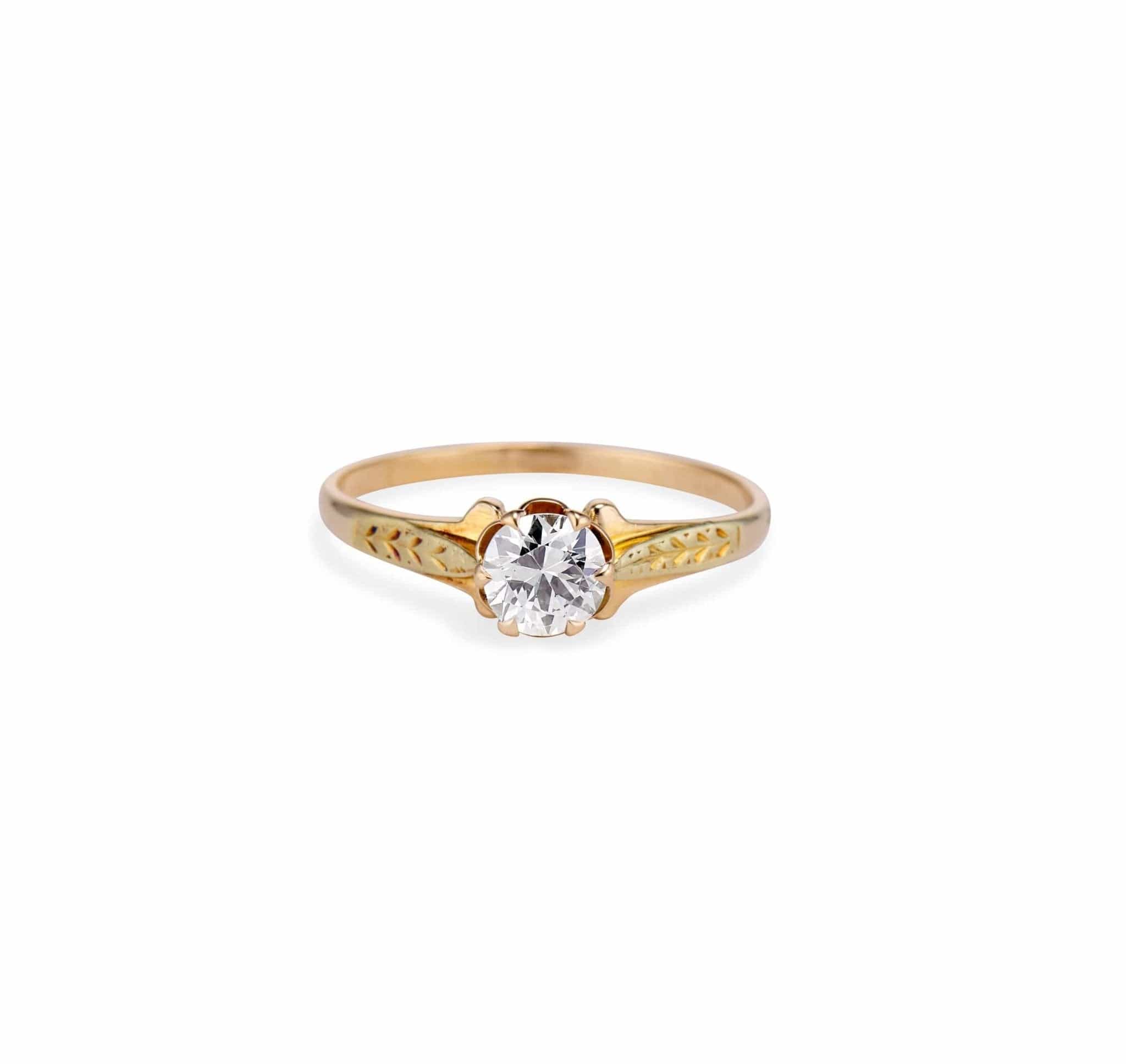 Victorian .61 Old European Diamond and Gold Engagement Ring