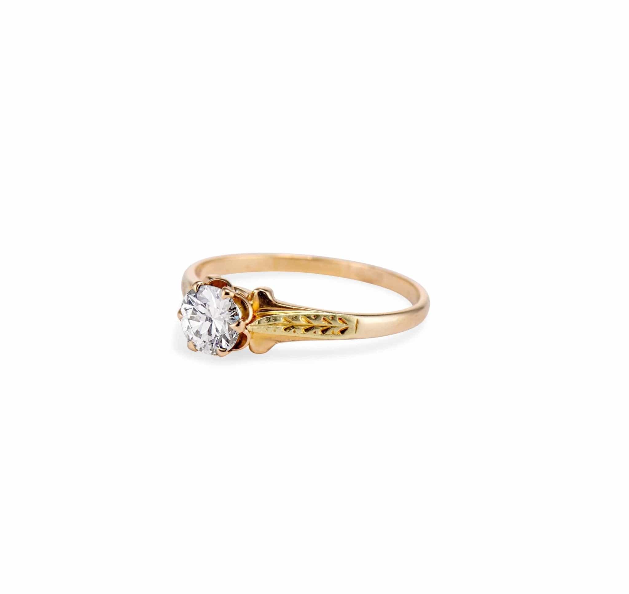 Victorian .61 Old European Diamond and Gold Engagement Ring - Image 2