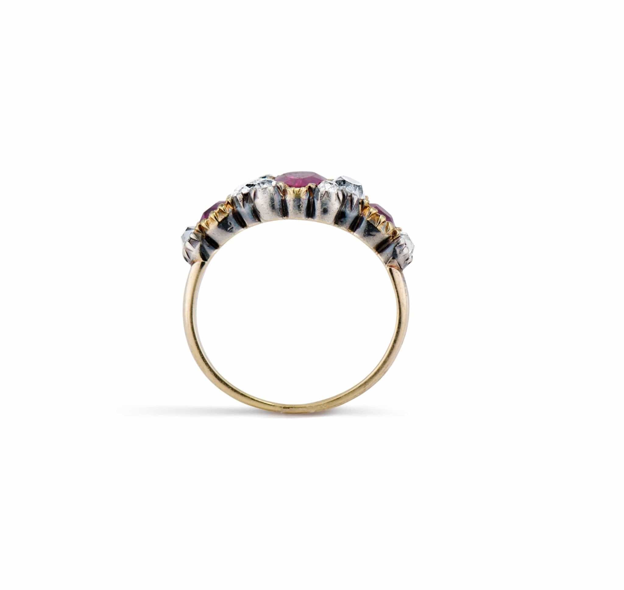 Georgian Ruby and Diamond Three-Stone Ring - Image 4