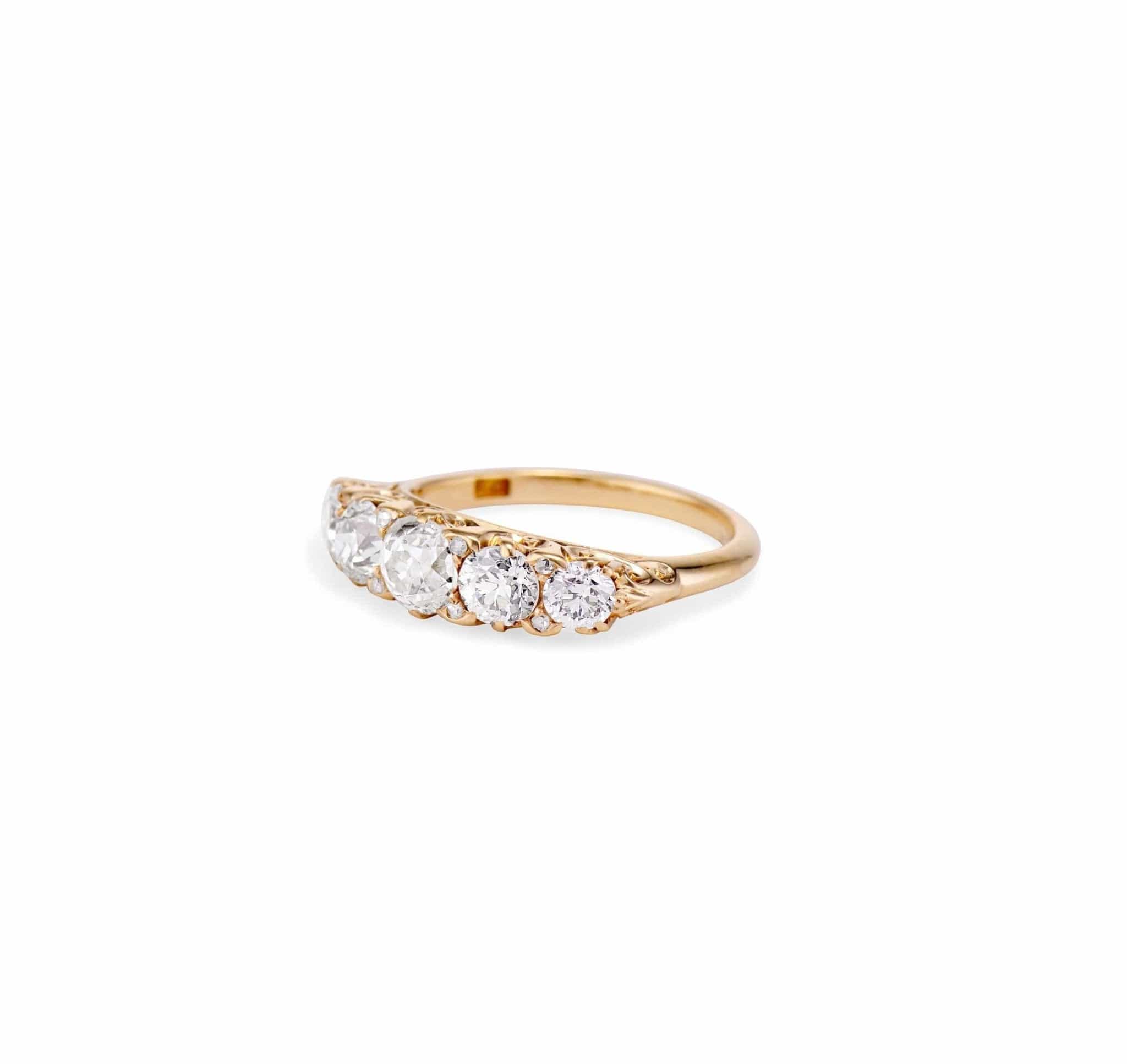 Victorian 1.76 5-Stone Diamond Ring, England - Image 2