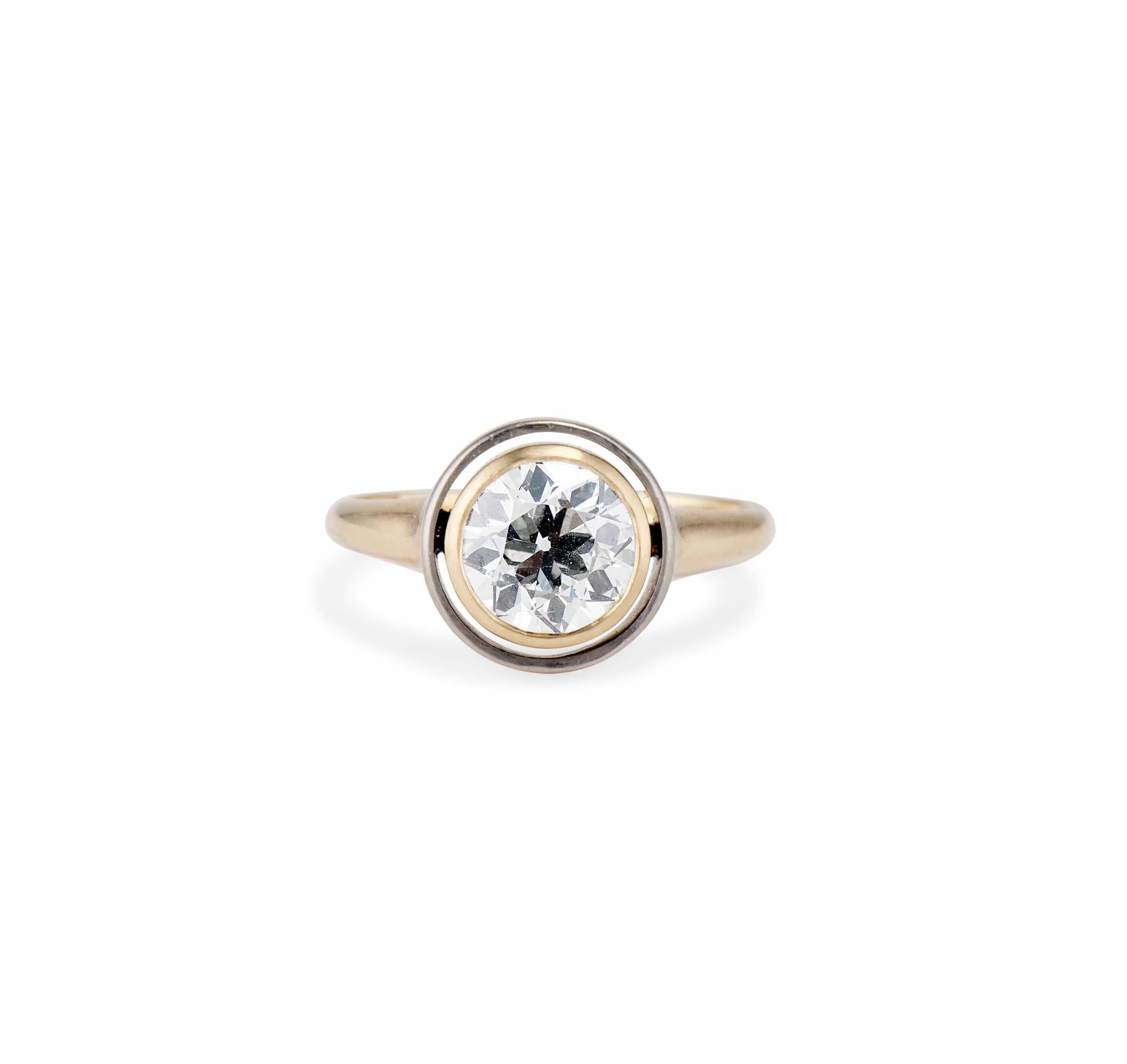 Early Art Deco 1.51 Carat  Old European Cut Floating Bezel Set Diamond Engagement Ring - Image 2