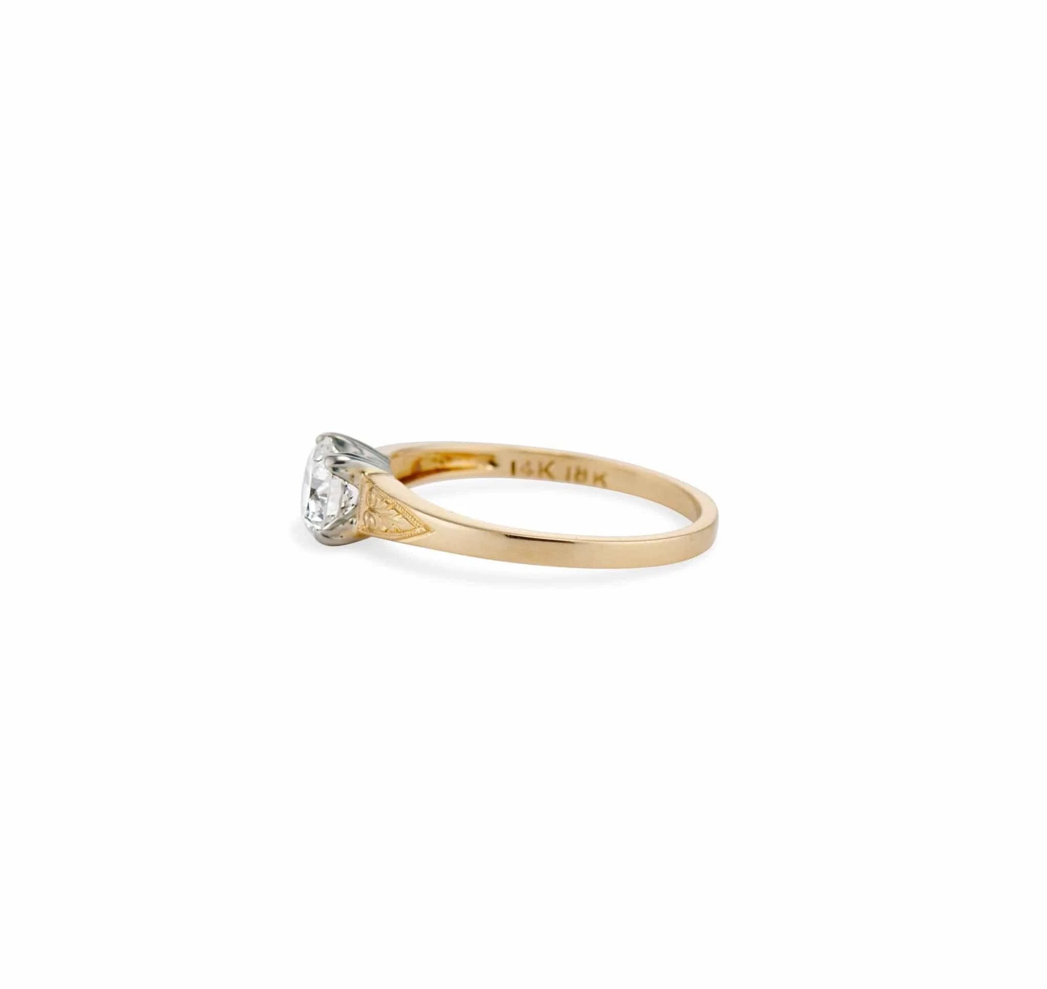 Early Art Deco .61 Carat Diamond & Gold Solitaire Engagement Ring - Image 3