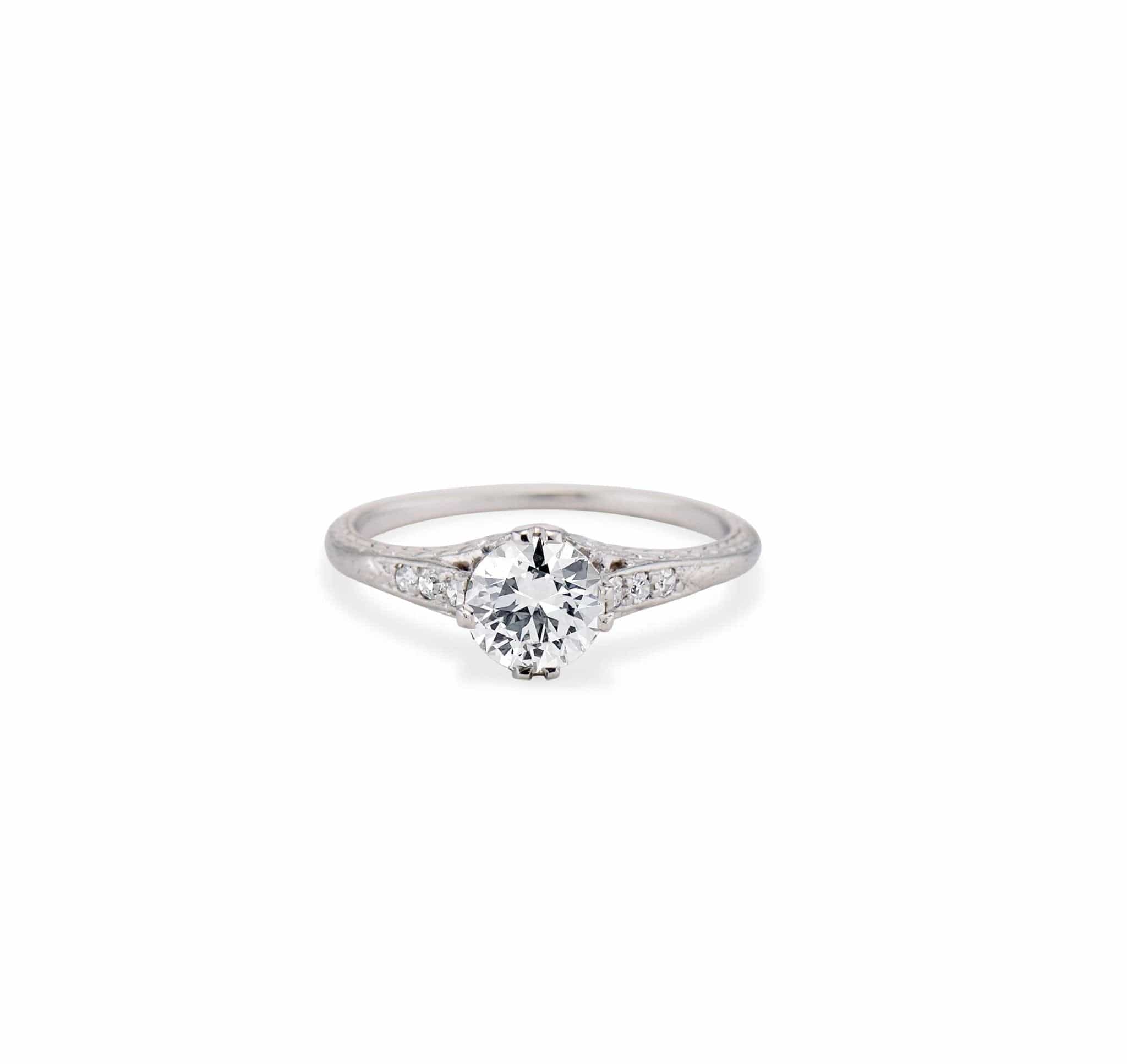 Early Art Deco .75 Carat Transitional Cut Diamond Engagement Ring