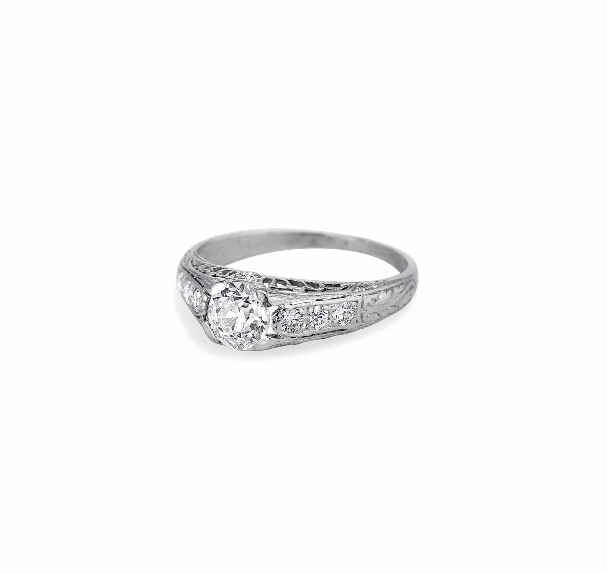 Early Art Deco .59 Carat Old European Cut Diamond Ring