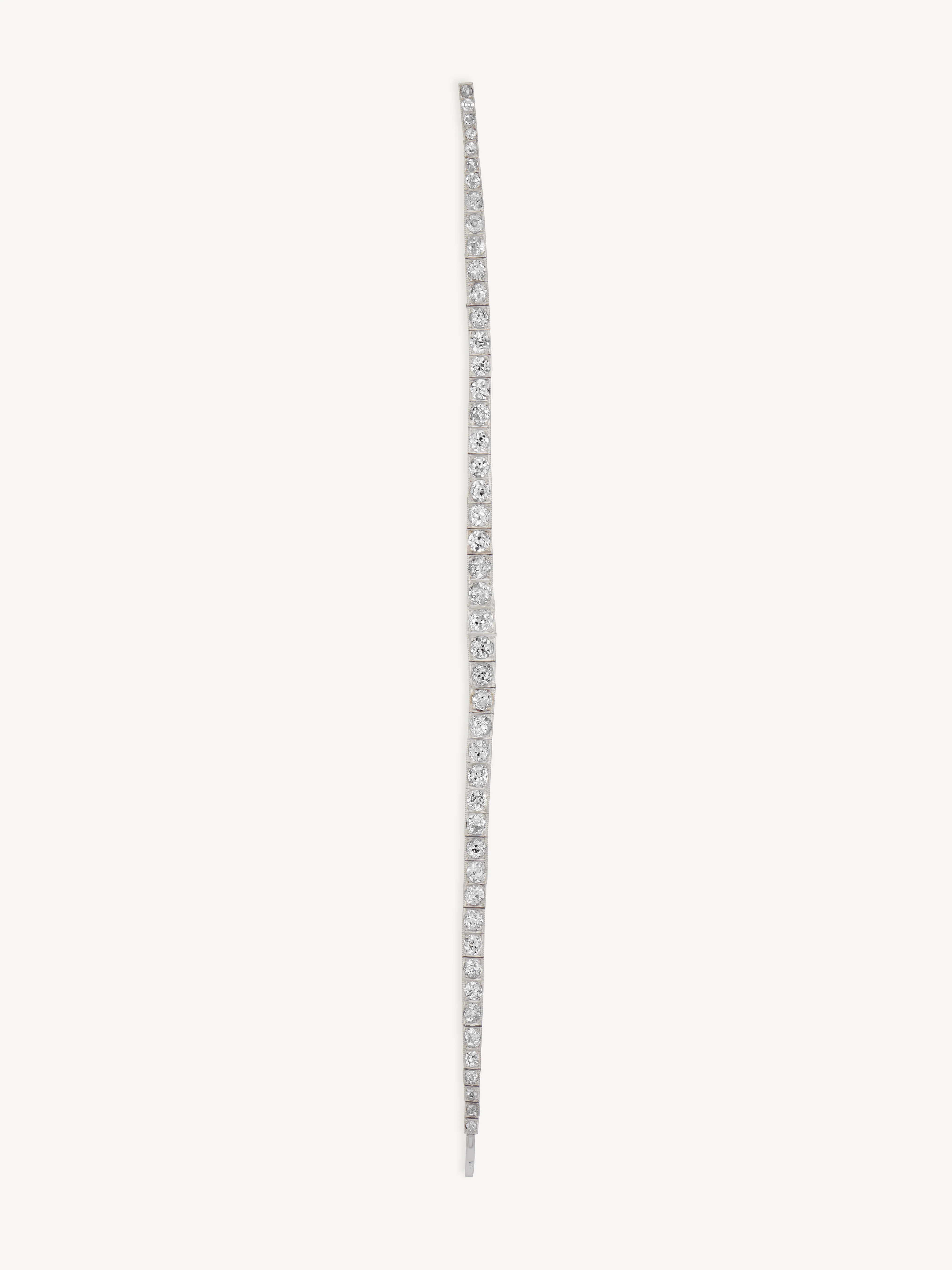 Early Art Deco Old Mine Cut Diamond Platinum Antique Line Bracelet - Image 4