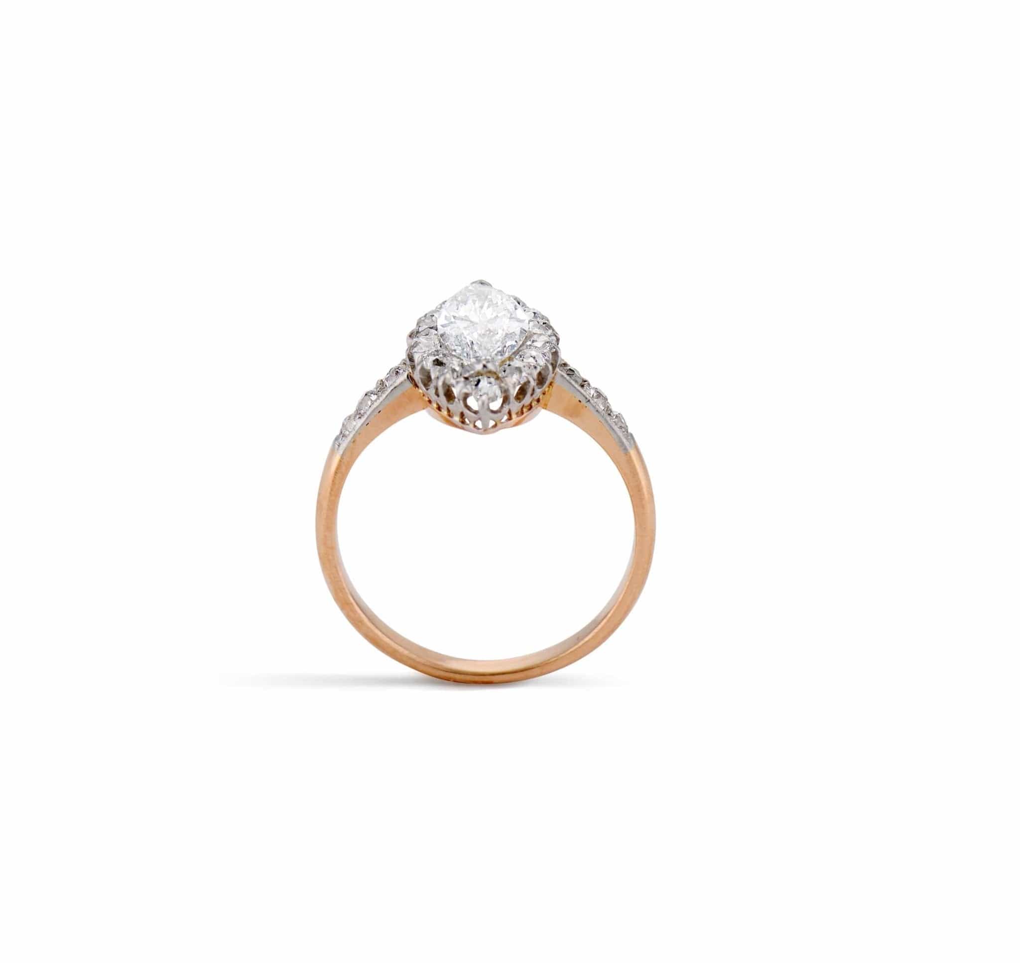 Edwardian 1.09 Carat Marquise-Cut Diamond Cluster - Image 4