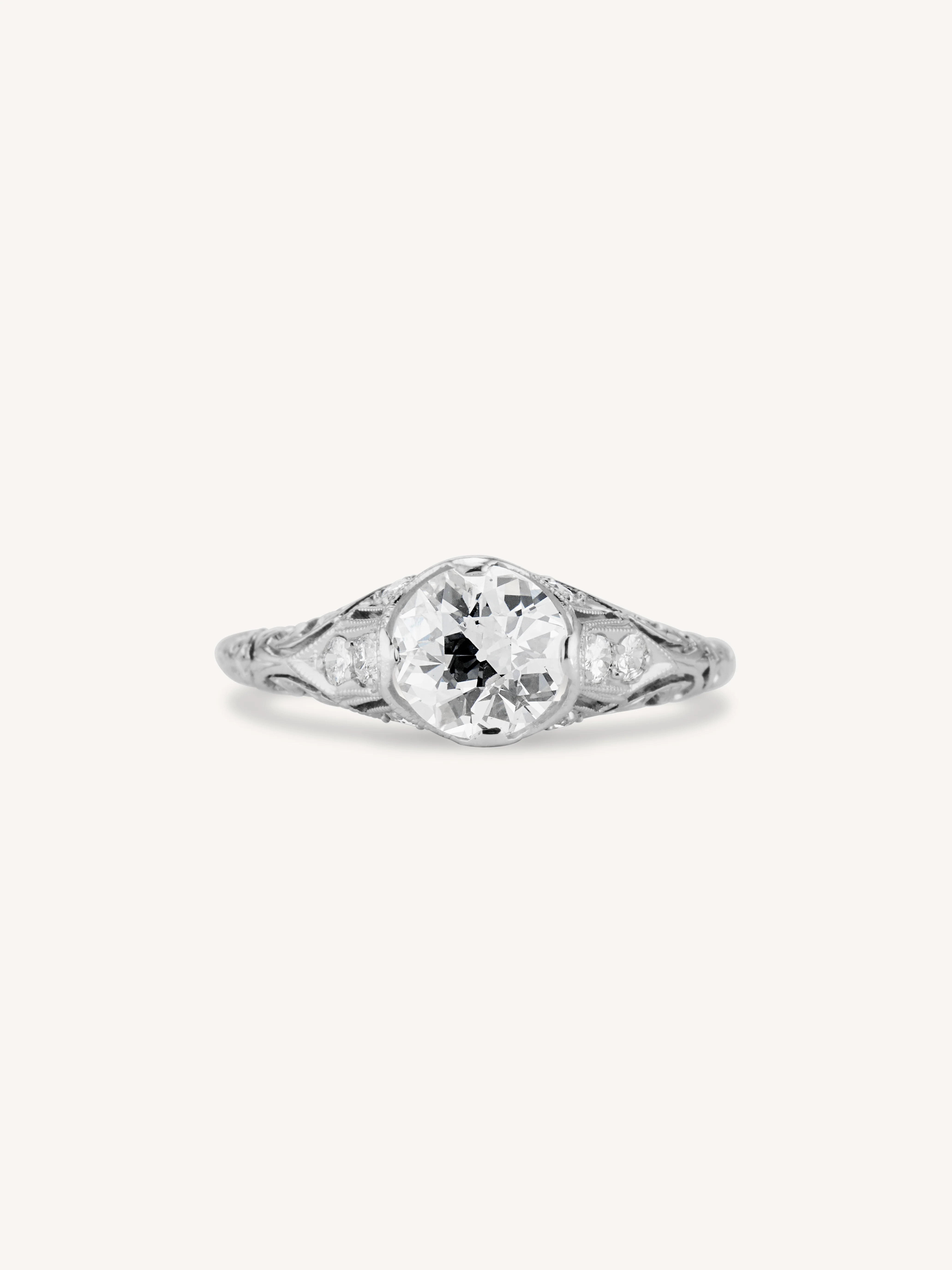 Edwardian 1.12 Carat Old European Cut Diamond Antique Engagement Ring