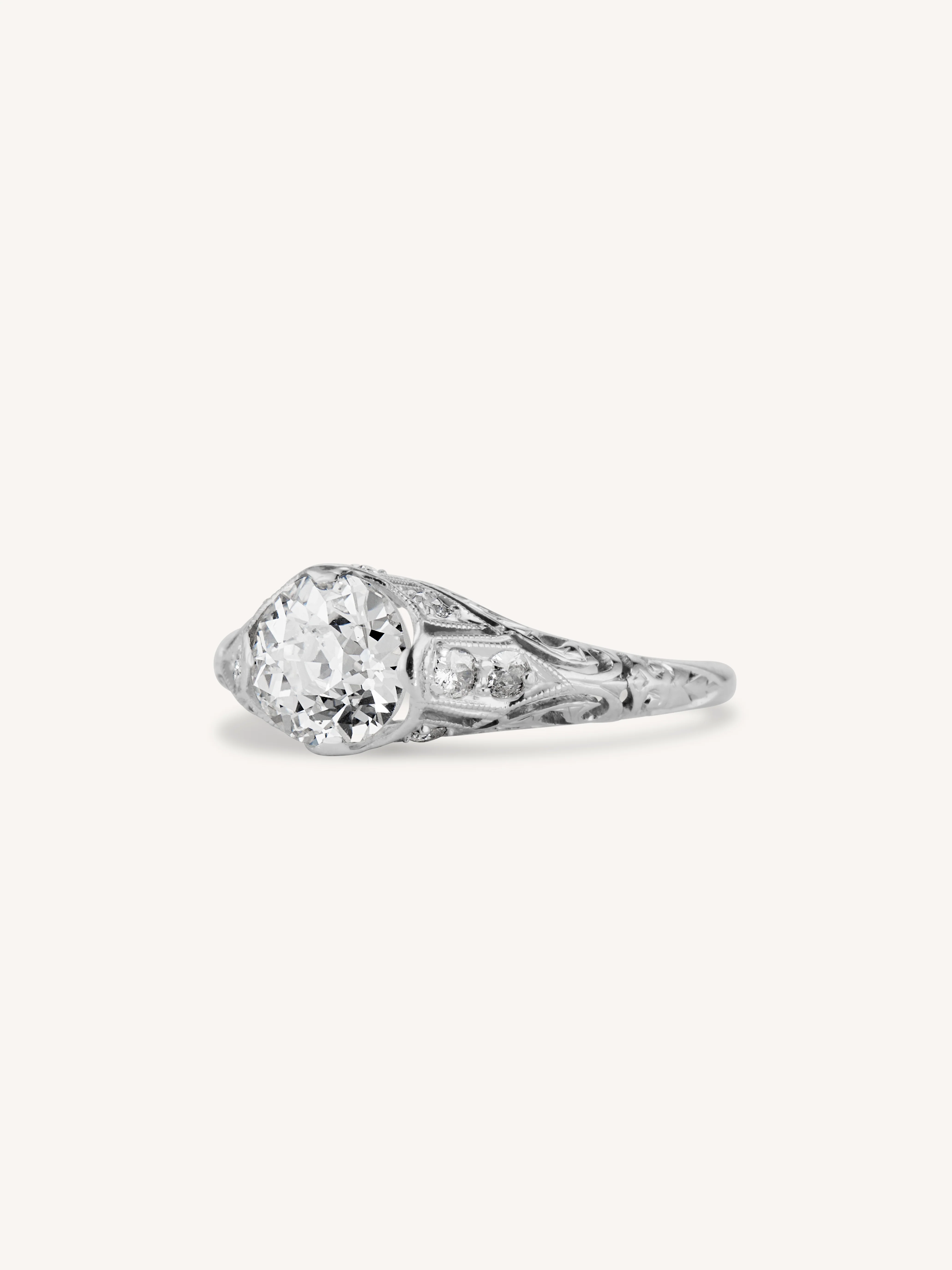 Edwardian 1.12 Carat Old European Cut Diamond Antique Engagement Ring - Image 4