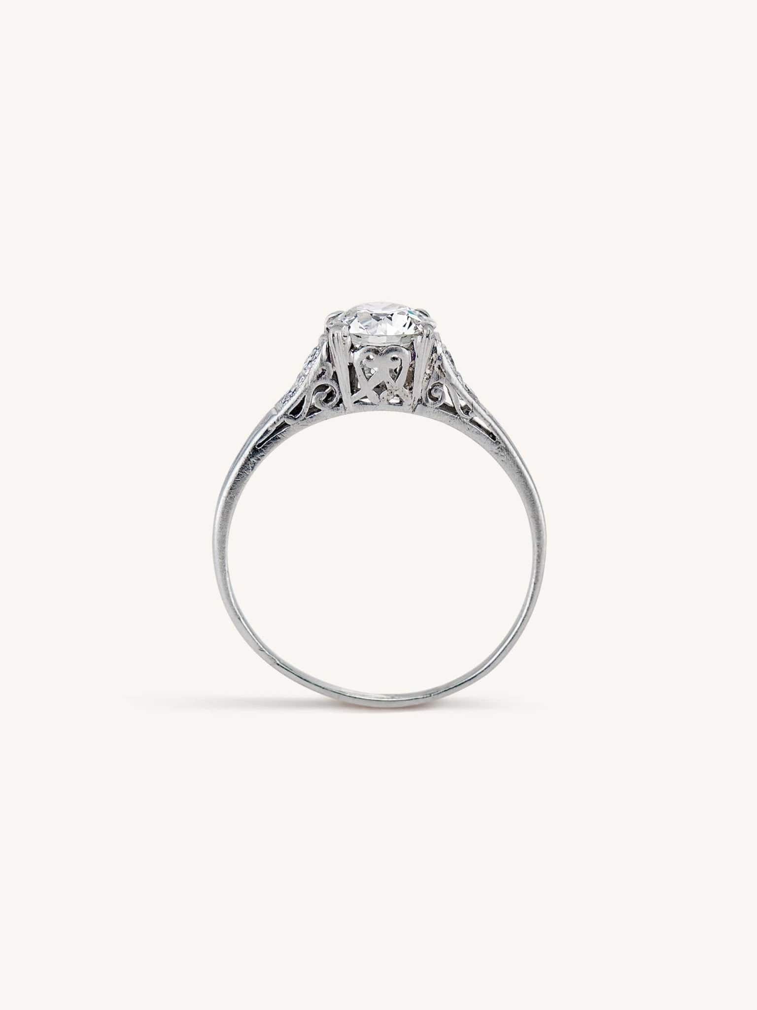 Edwardian 1.13 Carat Old European Cut Diamond Engagement Ring - Image 6