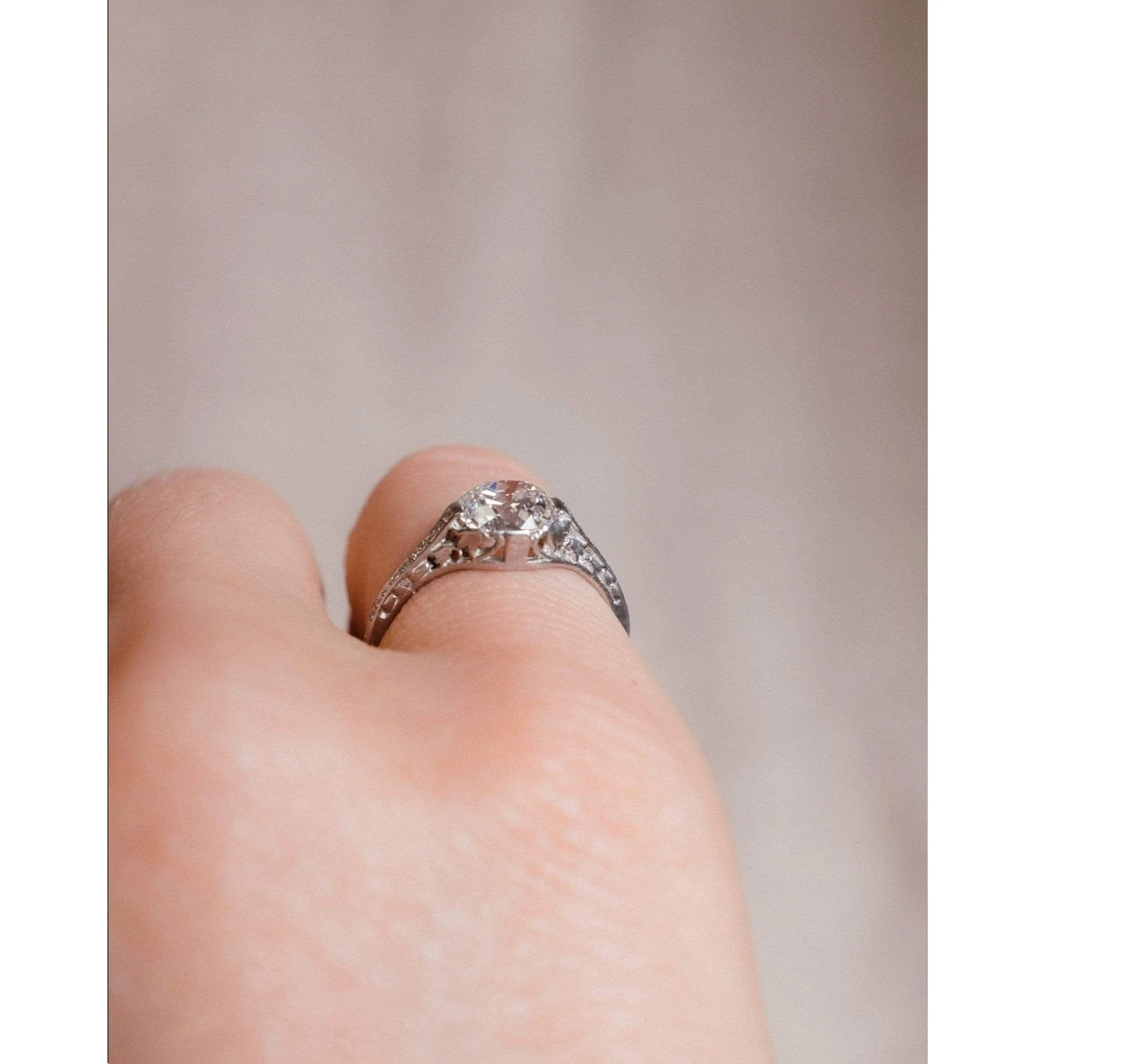 Edwardian 1.13 Carat Old Mine Cushion Cut Diamond Ring - Image 7
