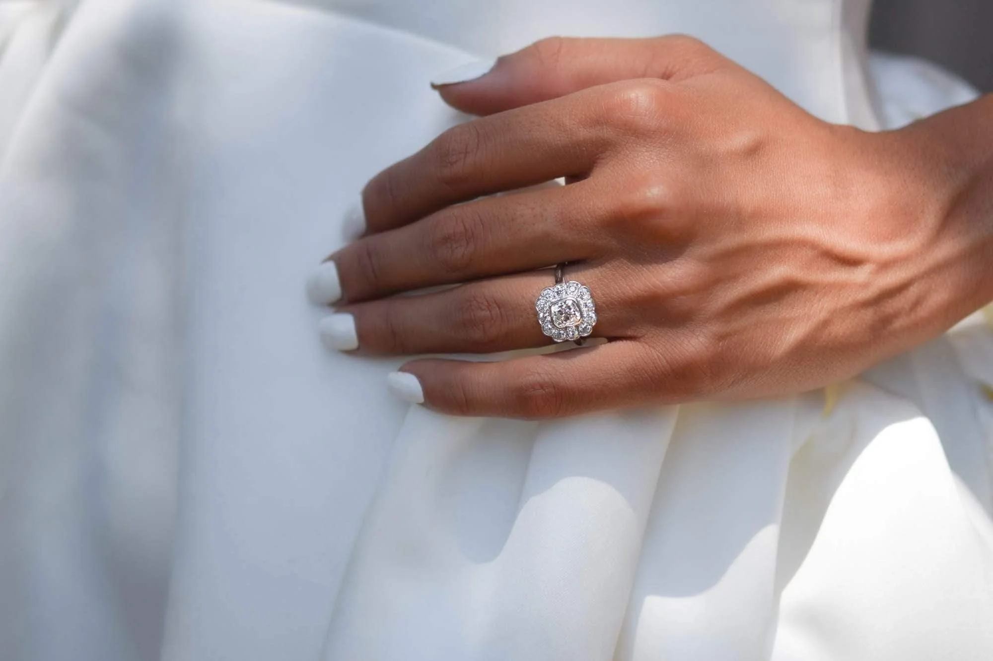 Edwardian 1.15 Carat Cushion Diamond Floret Cluster - Image 4